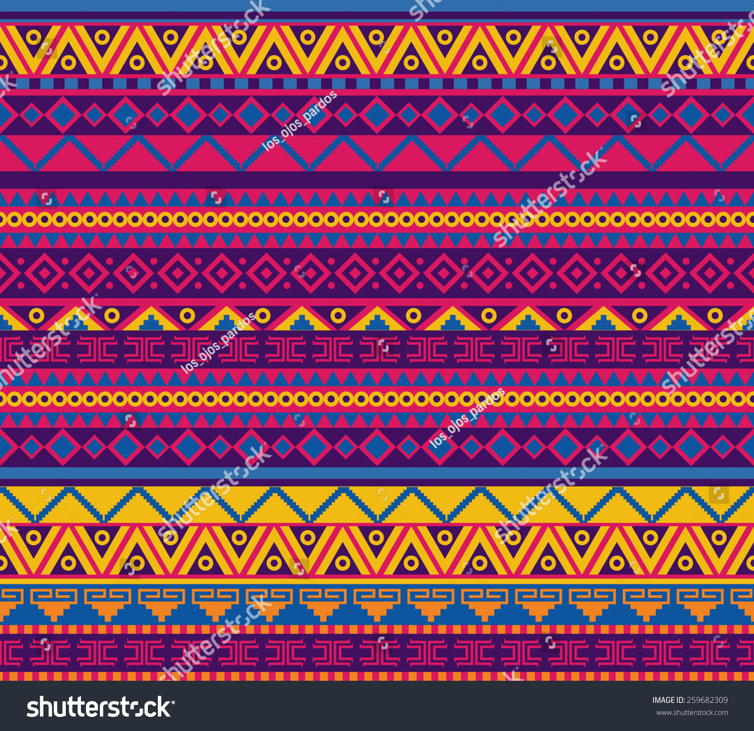 Bright Vector Seamless Pattern In Mexican Style - 259682309 : Shutterstock