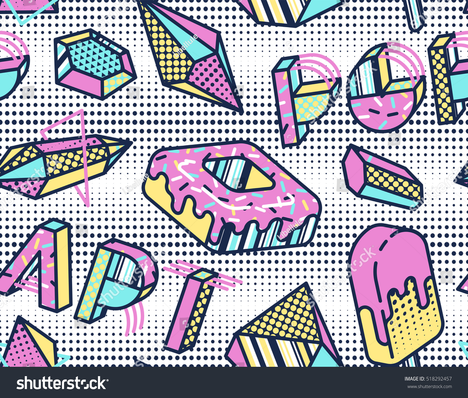 Bright Vector Seamless Pattern  Pop  Art  Stock Vector 