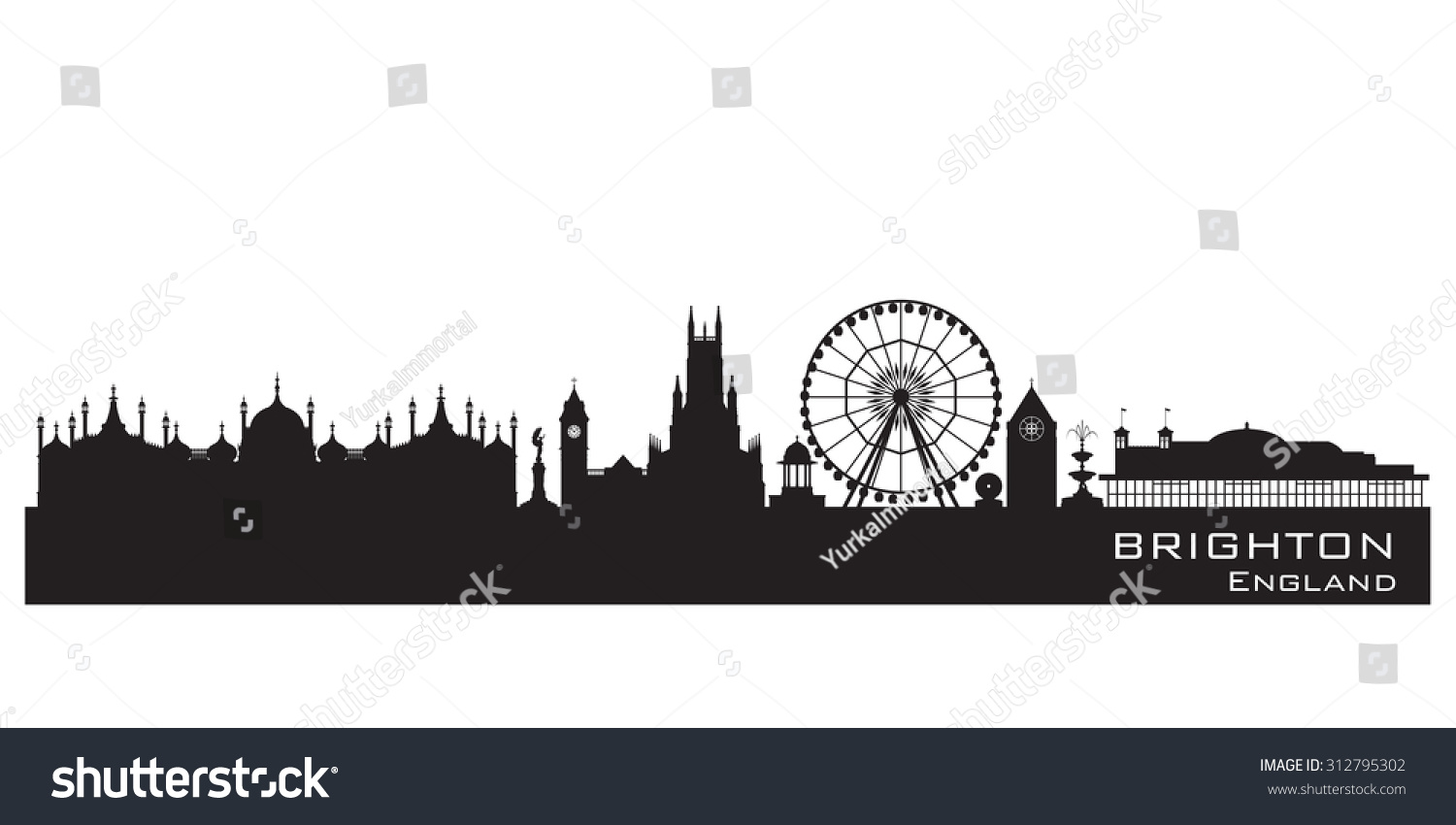 Brighton England Skyline Detailed Silhouette Vector Stock Vector ...