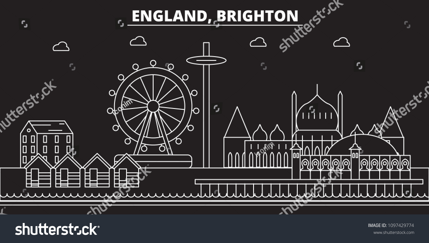 Brighton Silhouette Skyline Great Britain Brighton Stock Vector ...