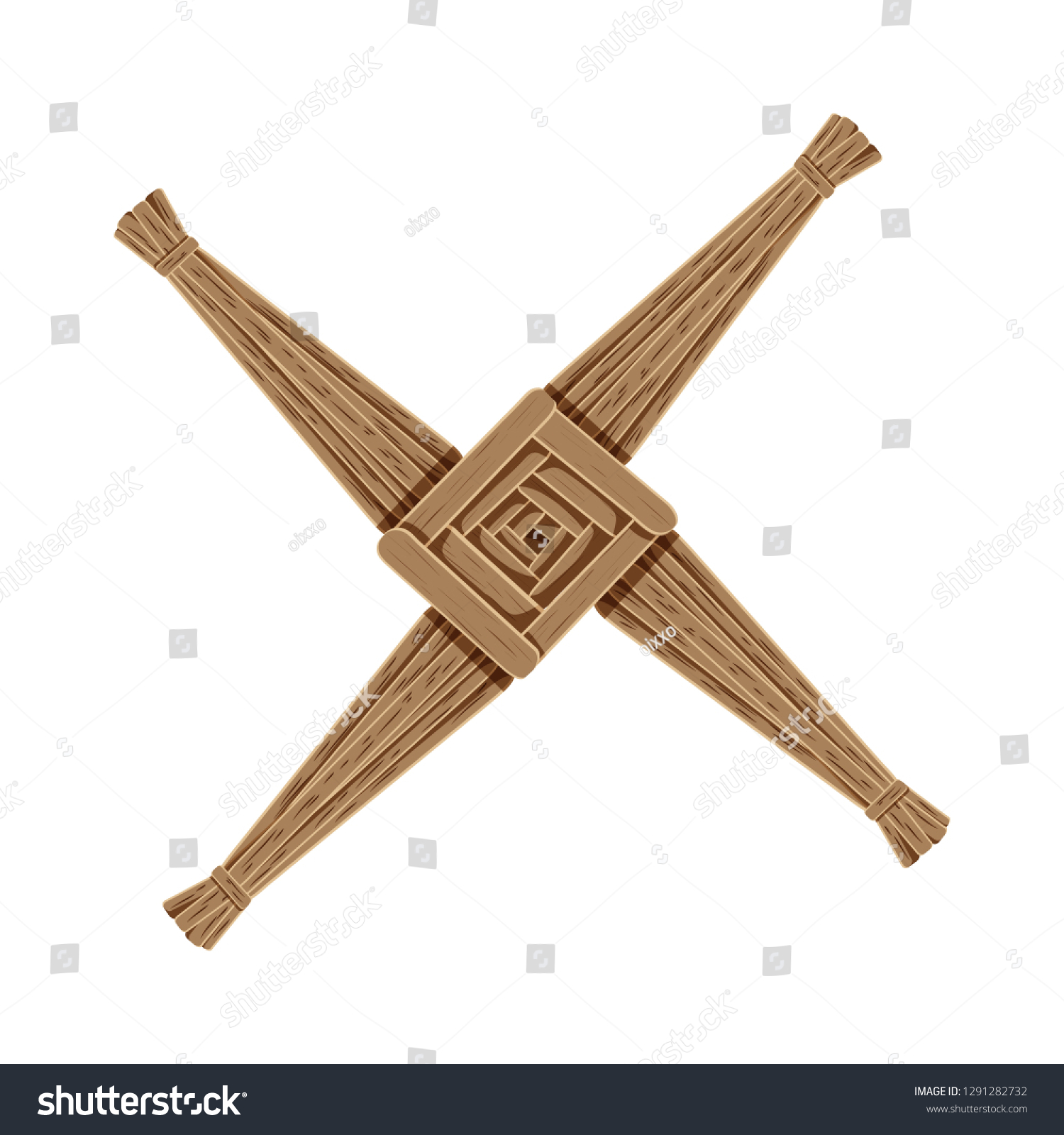SVG of Brigid's Cross made of brown straw. Wiccan pagan symbol isolated element svg