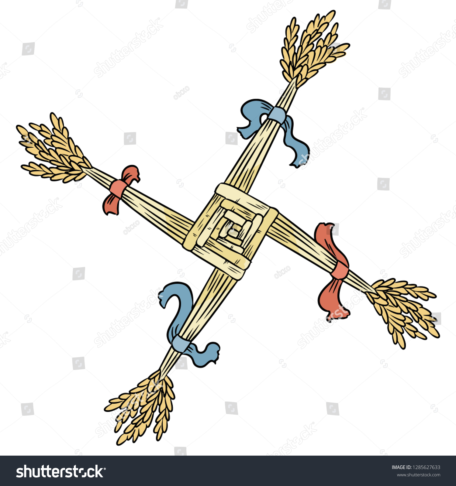 SVG of Brigid's Cross made of straw. Wiccan Imbolc pagan symbol isolated element svg