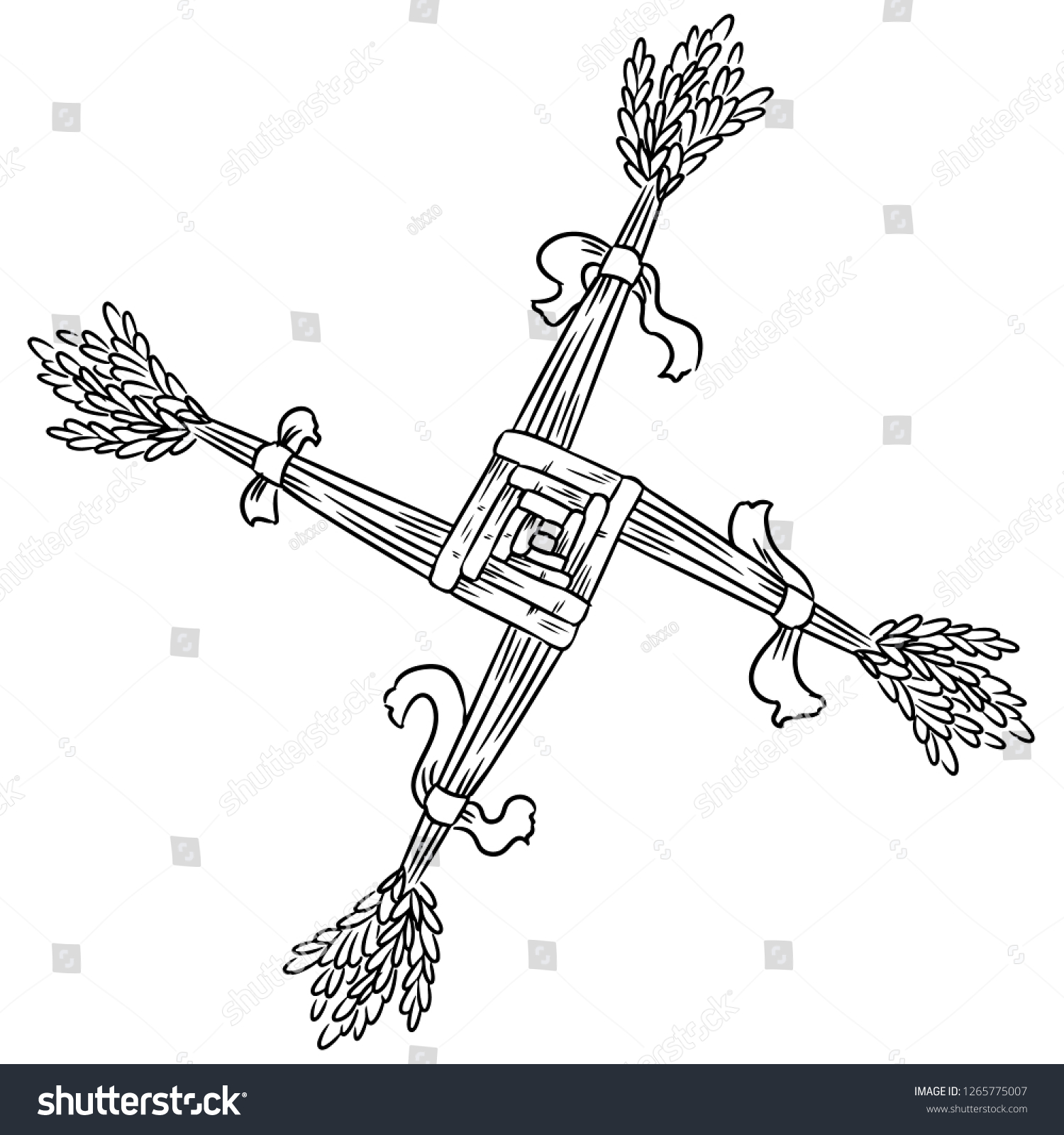 SVG of Brigid's Cross made of straw. Wiccan pagan sketched symbol. Isolated element svg
