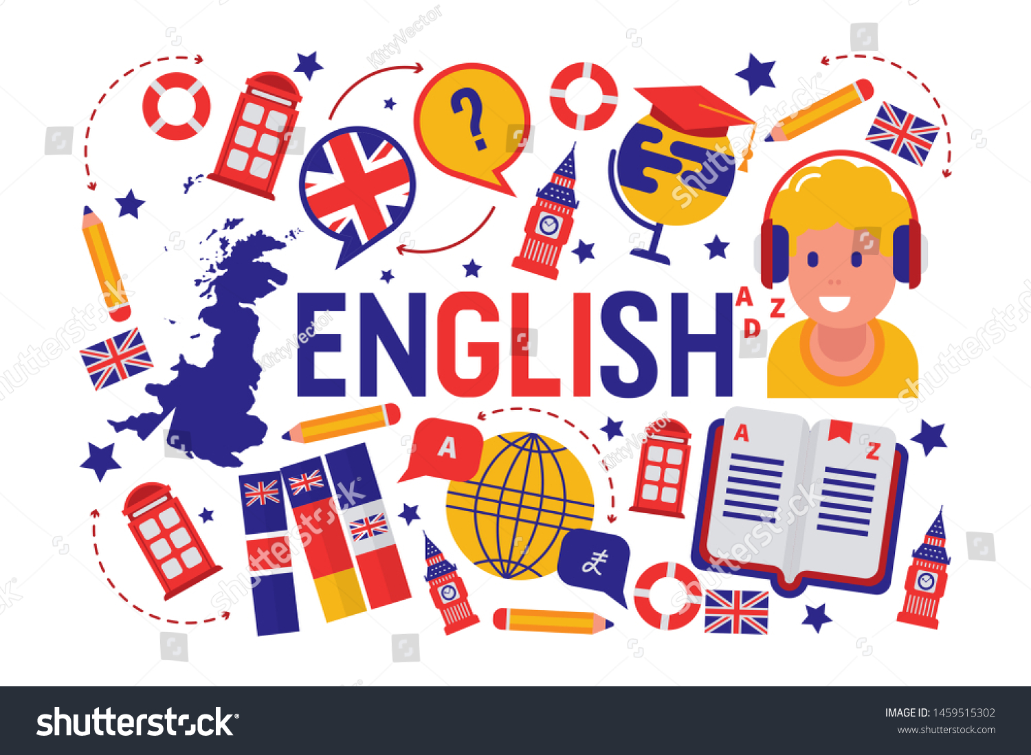 British English Language Learning Class Vector Stock Vector Royalty