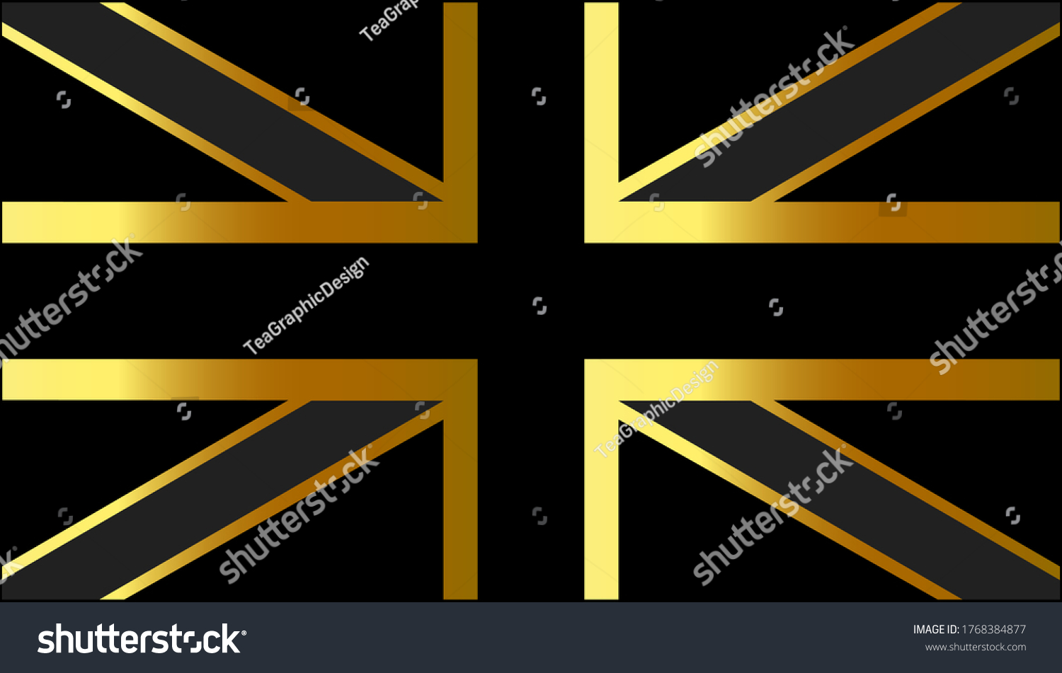 SVG of British flag gold shine color, vector background svg