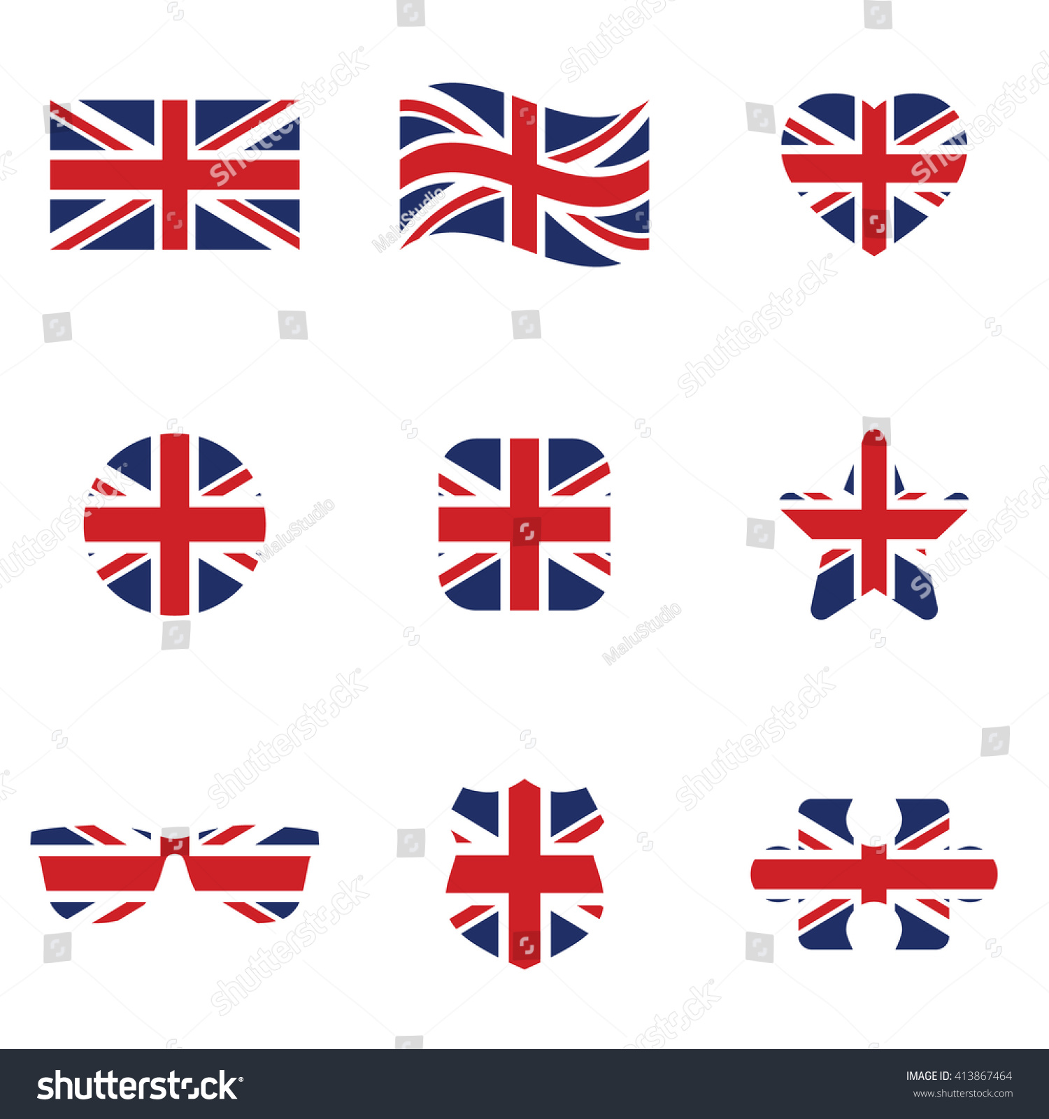 SVG of British flag icon set . Vector illustration svg