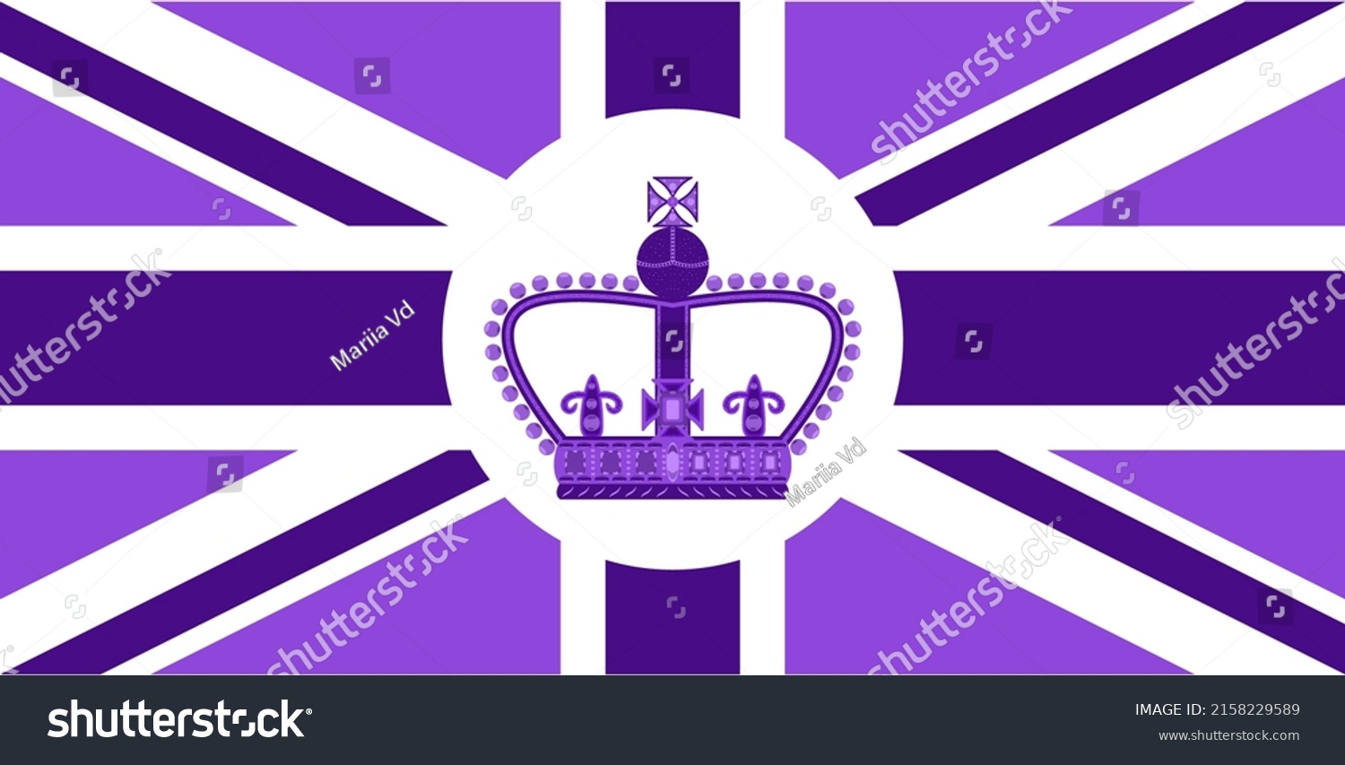 SVG of British flag in purple with emblem for 70 anniversary Queen on throne in UK. Poster with platinum jubilee symbol. Purple banner template or card. svg