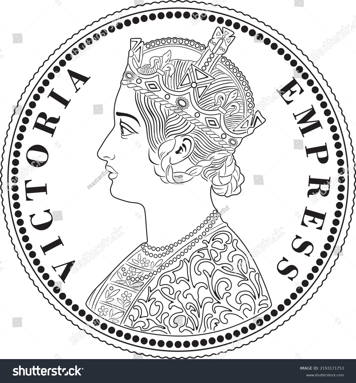 SVG of british india coin one rupee handmade line design vector svg
