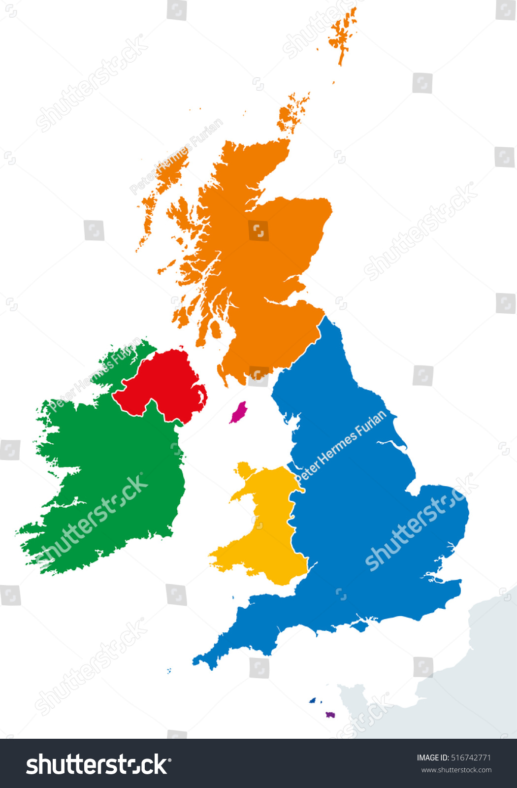 British Isles Countries Silhouettes Map Ireland Stock Vector Royalty Free 516742771