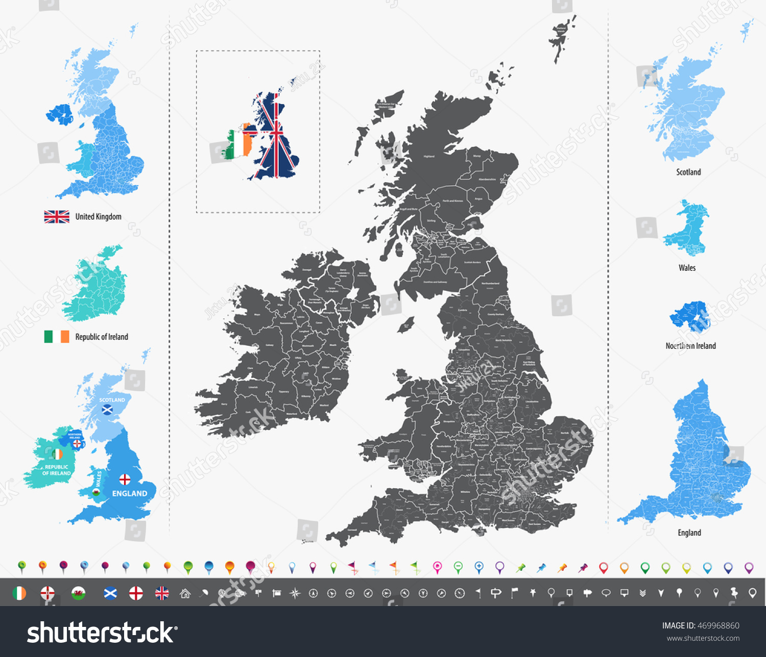 SVG of British Isles with administrative divisions vector map svg