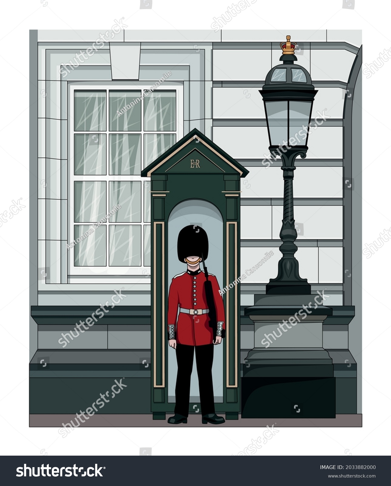 SVG of British Royal Guardsman at Buckingham Palace in London svg