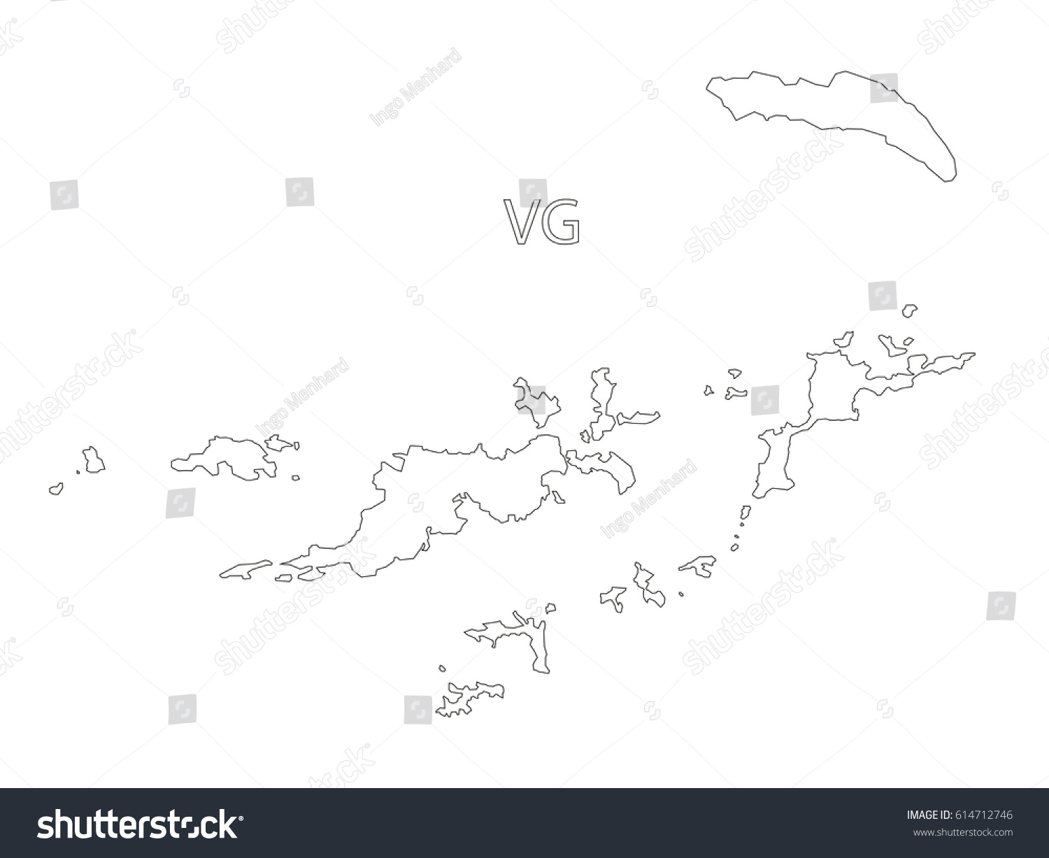 British Virgin Islands Outline Silhouette Map Stock Vector (Royalty ...