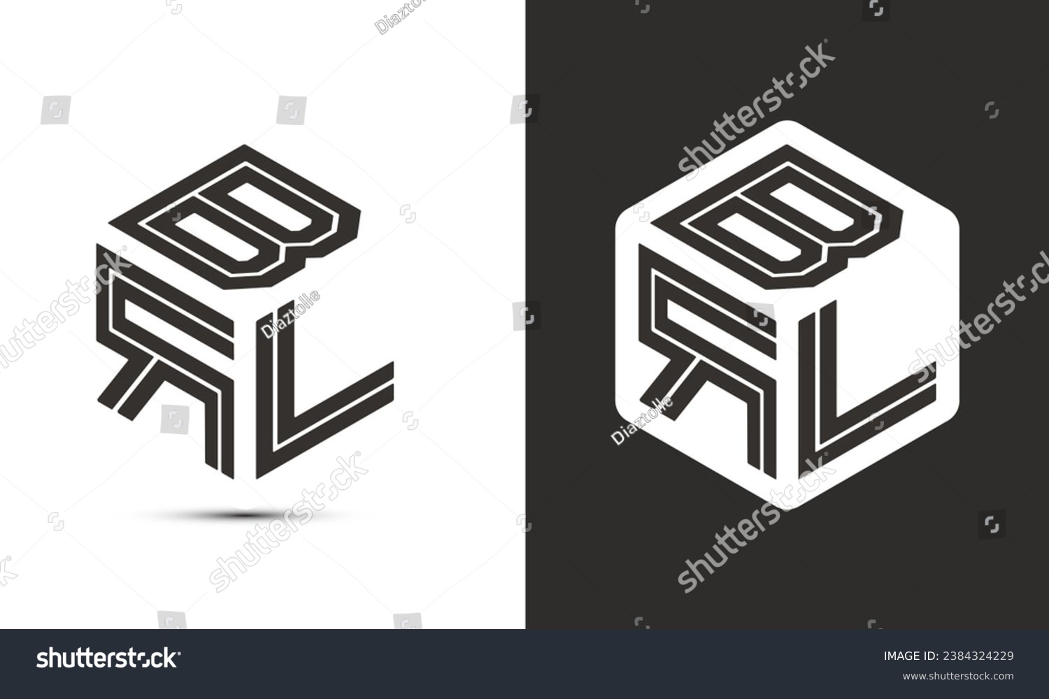 SVG of BRL letter logo design with illustrator cube logo, vector logo modern alphabet font overlap style. Premium Business logo icon. White color on black background svg
