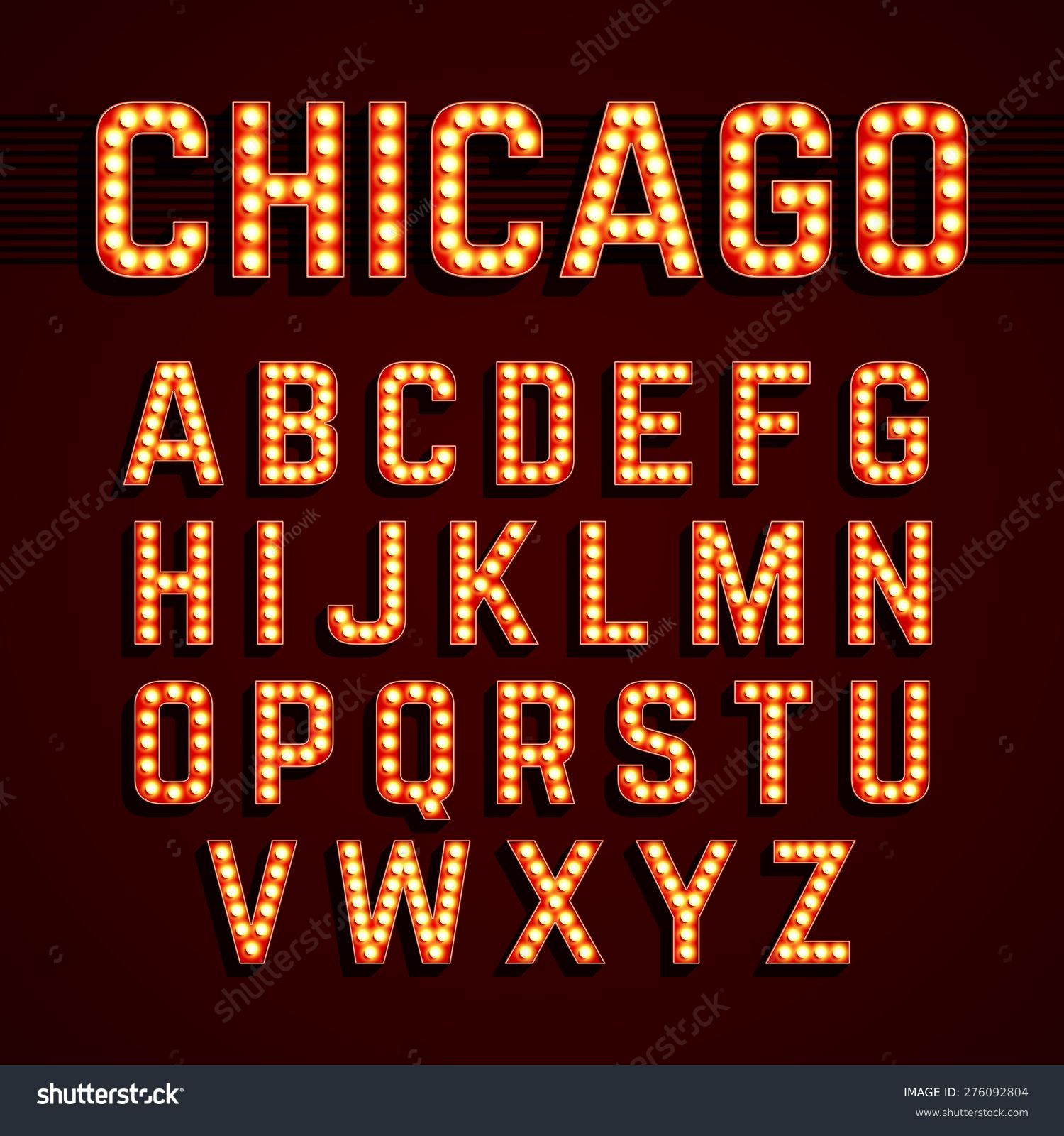SVG of Broadway style light bulb alphabet. Vector. svg