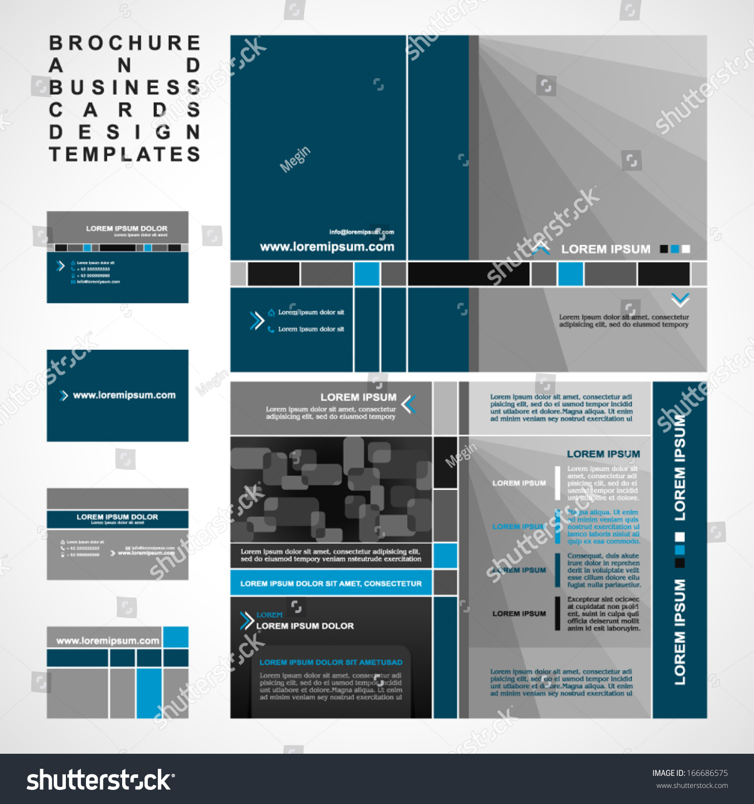 Brochure Business Cards Design Templates Collection Stock Vector 166686575 Shutterstock Business Cards And Brochures Templates