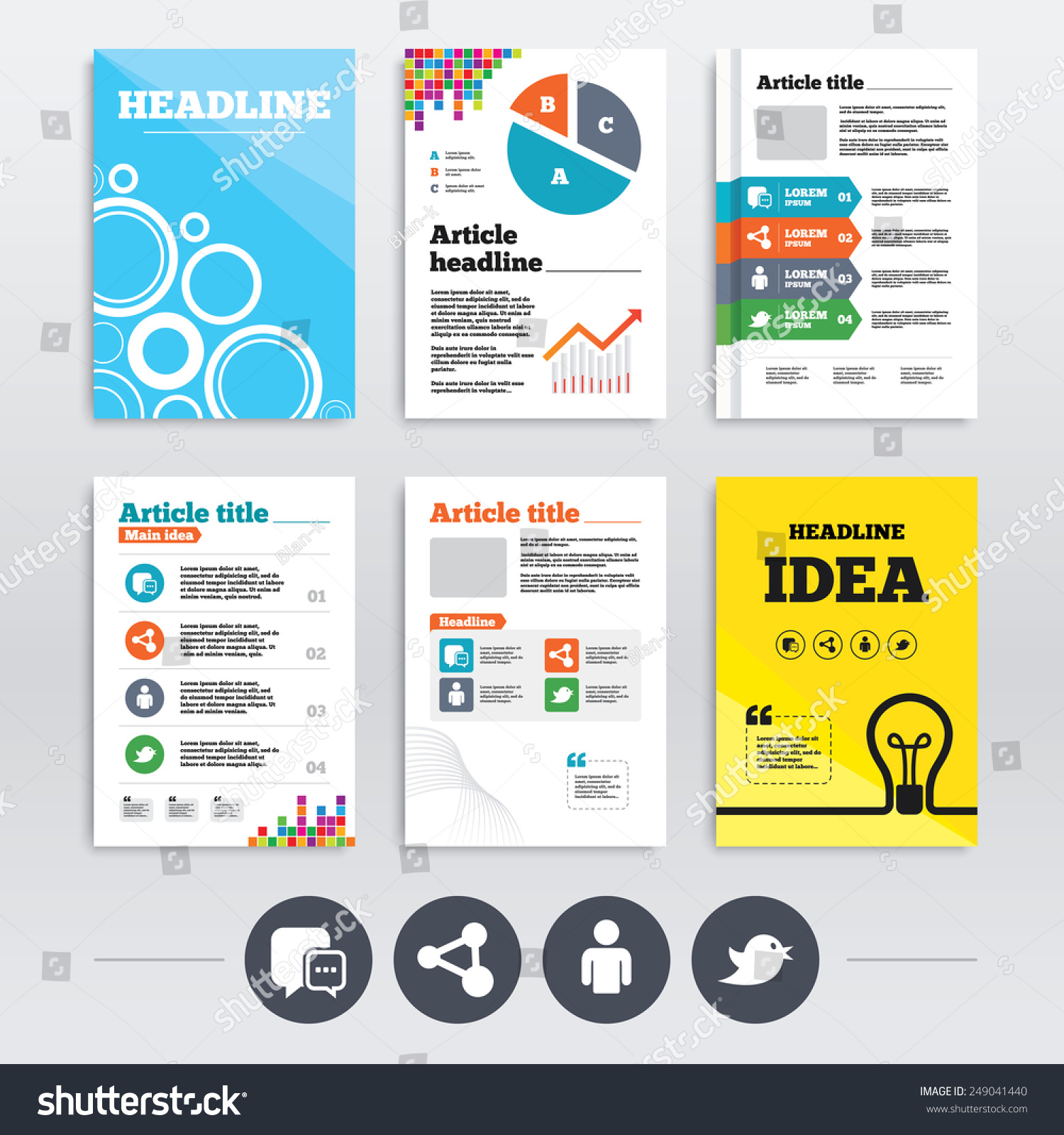 brochure design a4 flyers social media stock vector 249041440 flyers icons