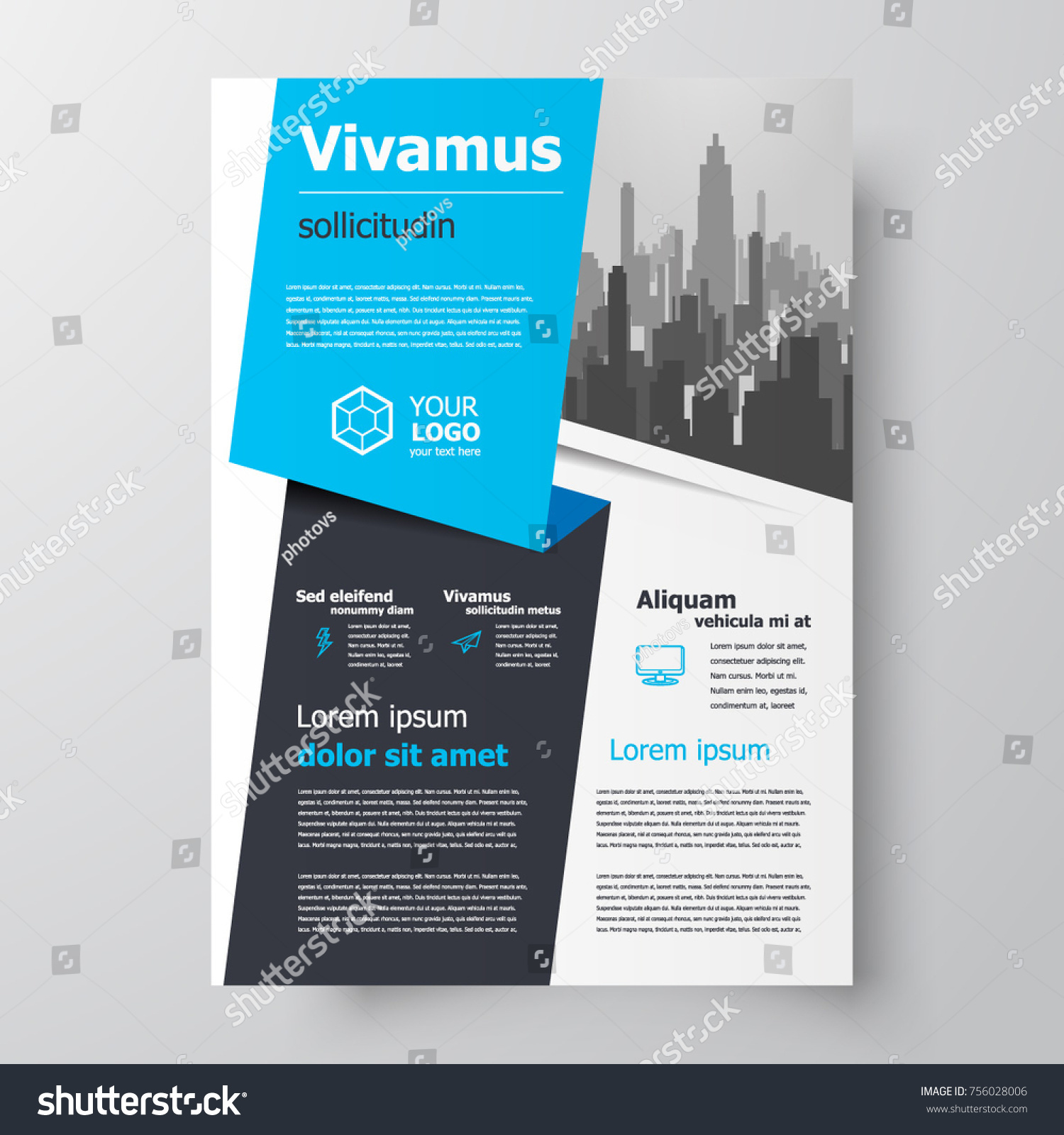brochure design template blue