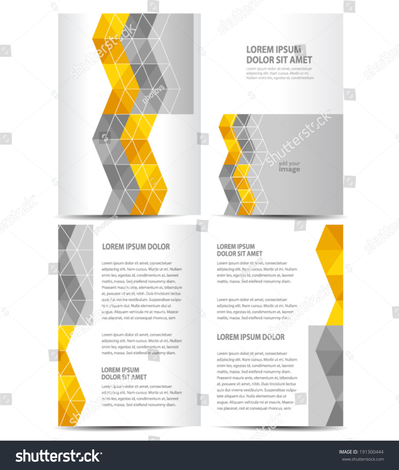 Brochure Design Template Booklet Vector Color Grey, Yellow Abstract ...