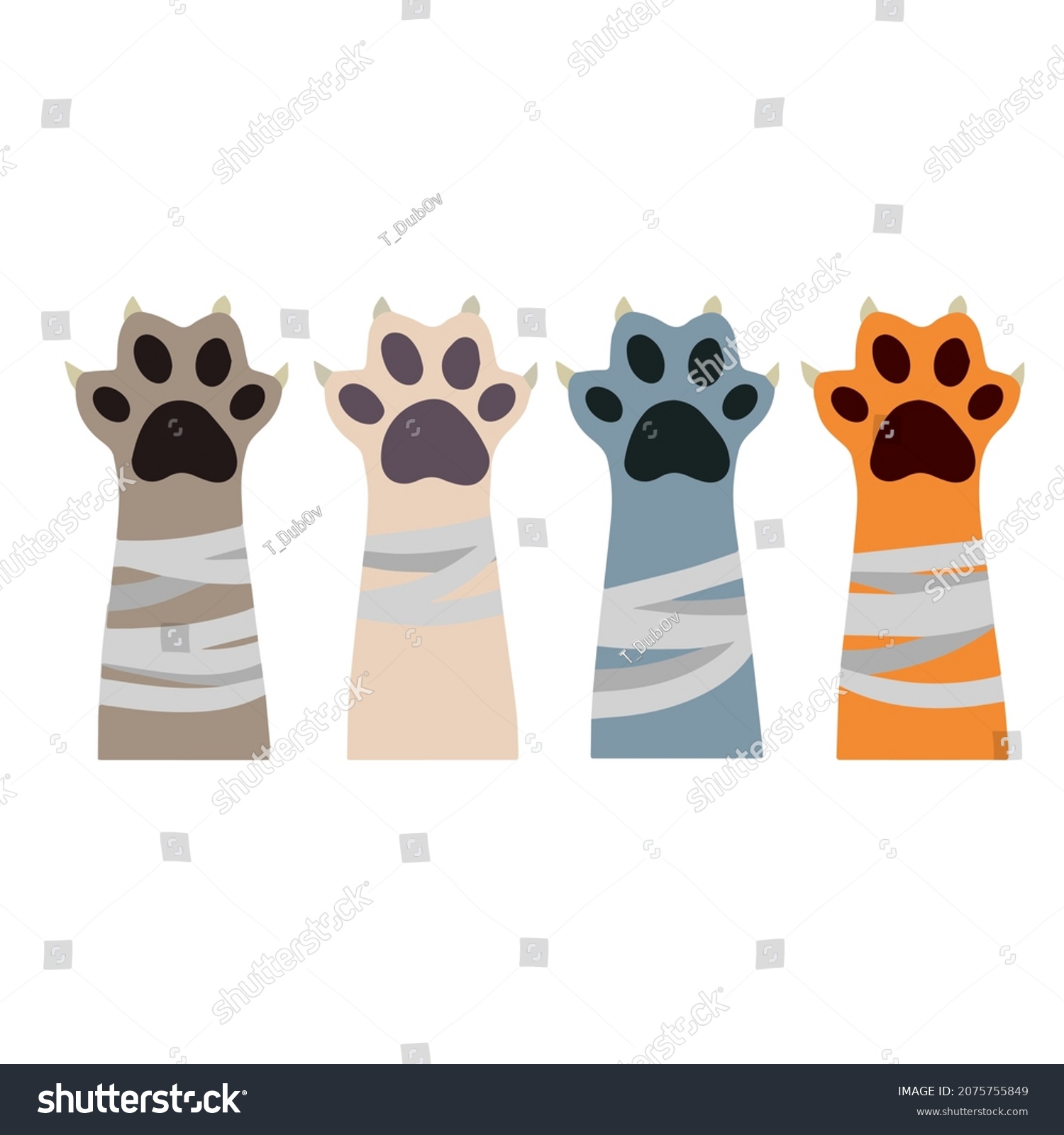 SVG of Broken cat paw. Medical care for pets. Veterinary clinic. Help for animals. Bandage on arm. Flat cartoon svg