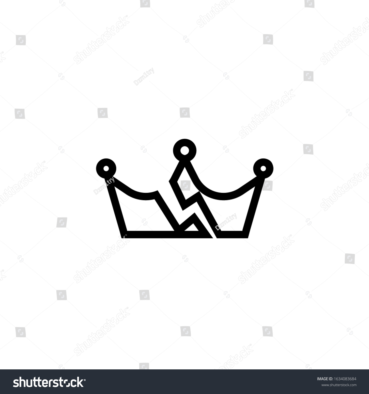 Broken Crown Outline Icon Clipart Image Stock Vector (Royalty Free