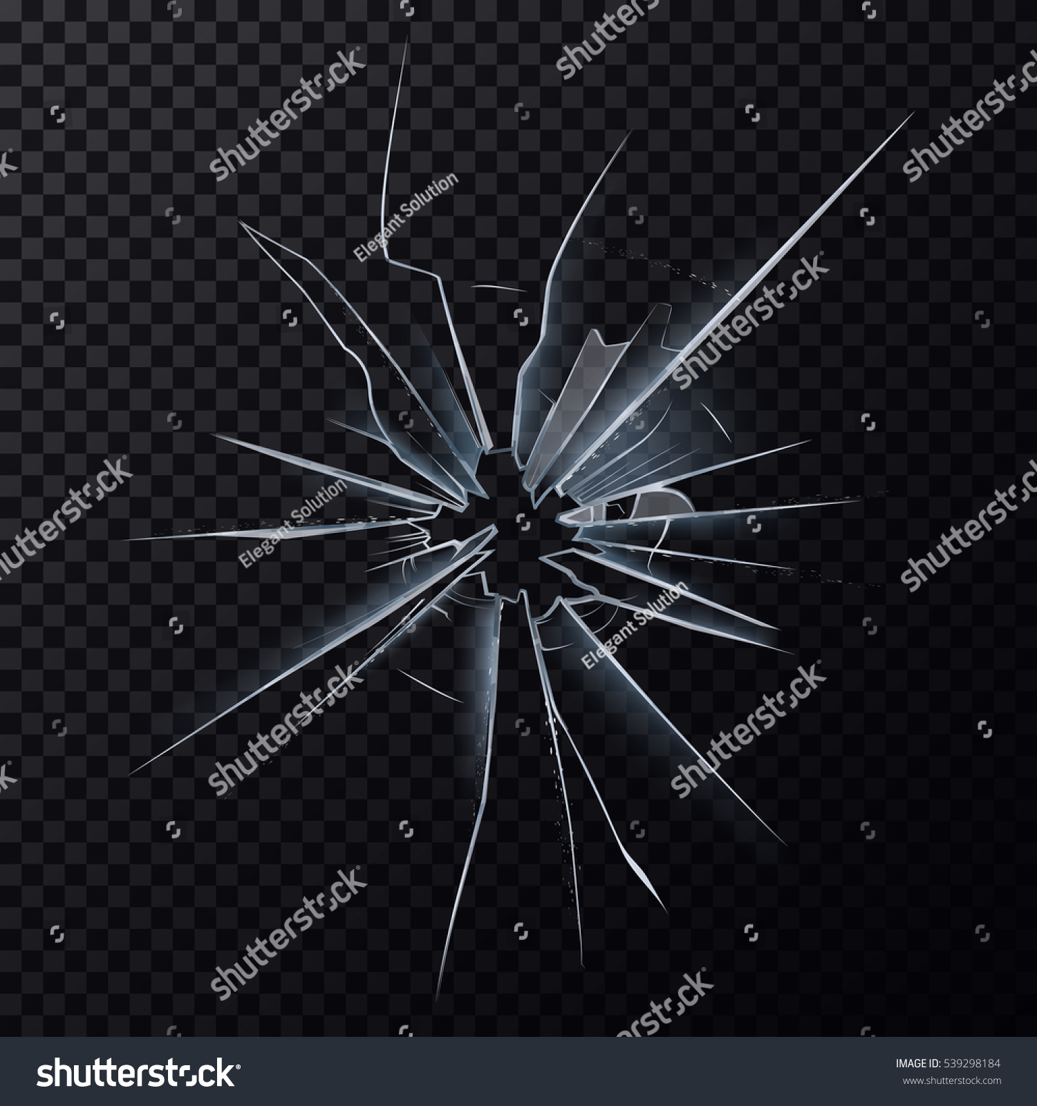 Broken Glass Cracked Glassware Window Hole Stock Vector 539298184
