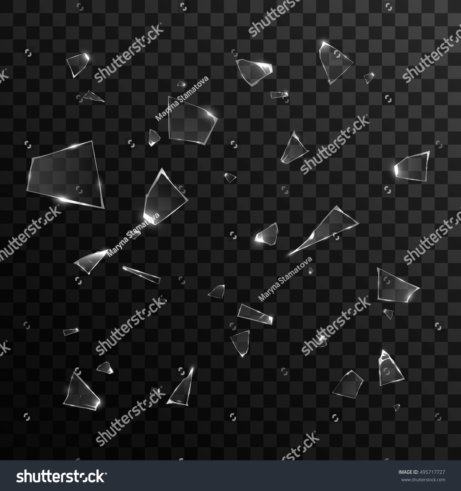 SVG of Broken glass pieces. Isolated on black transparent background. Vector illustration, eps 10. svg