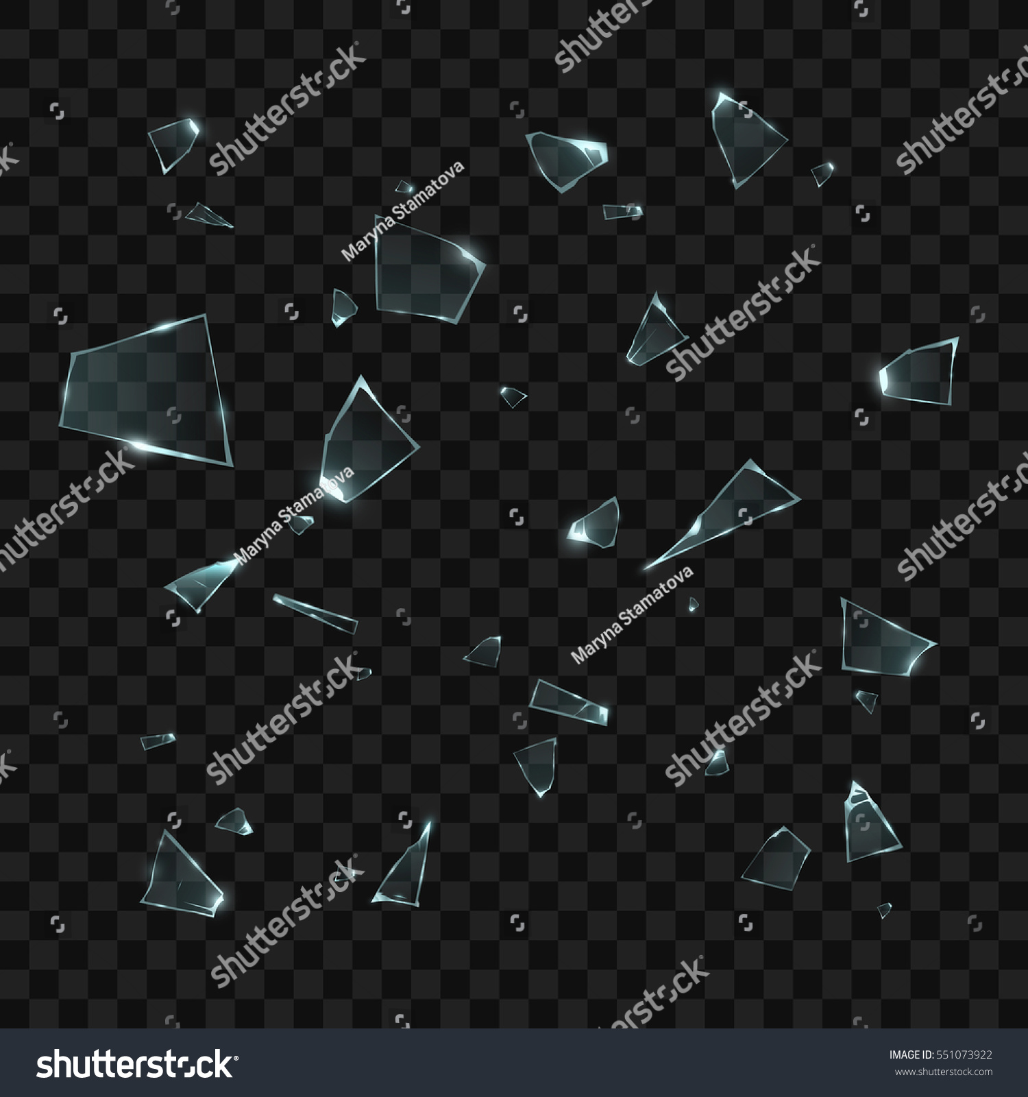 SVG of Broken glass pieces. Isolated on black transparent background. Vector illustration, eps 10.

 svg