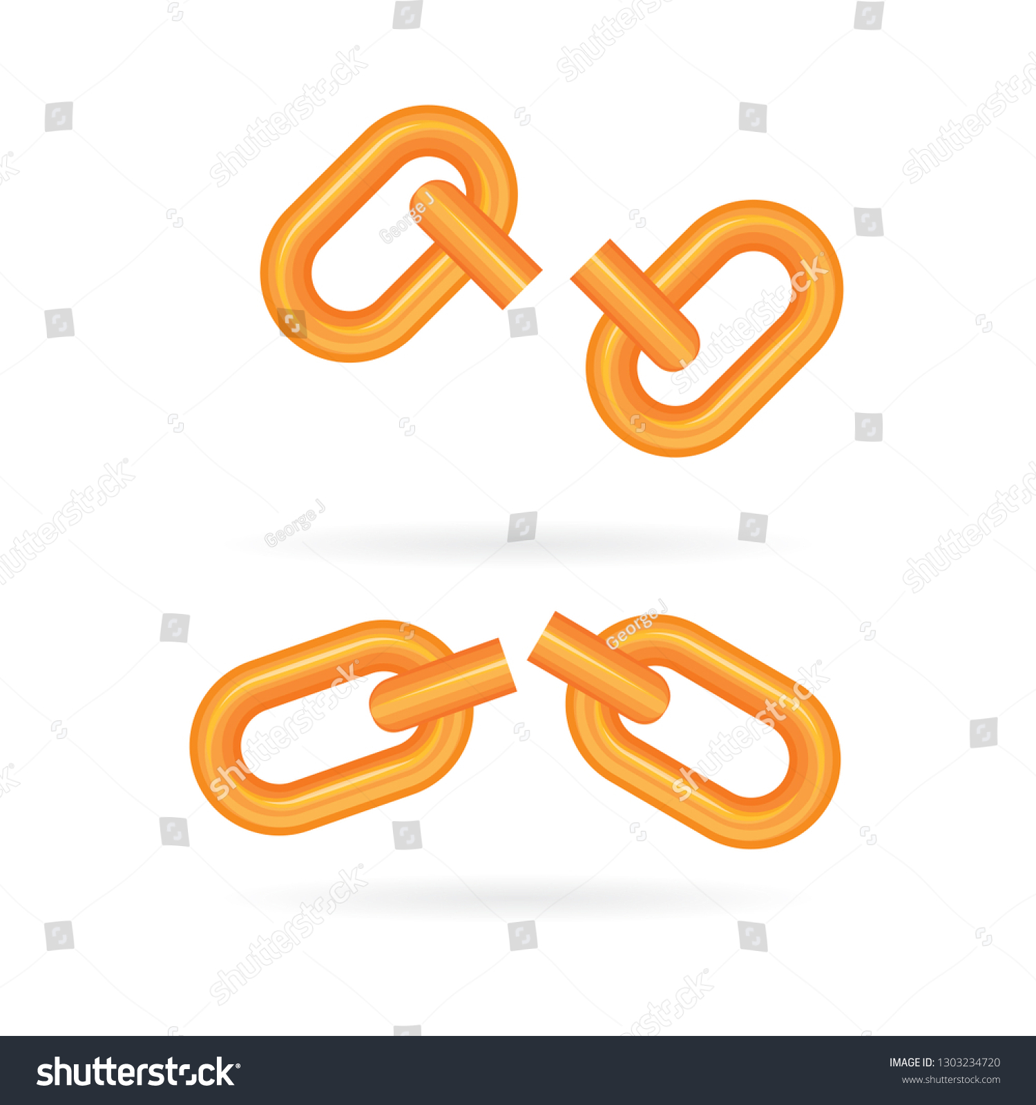 Broken Golden Chain Links Vector Illustrations Stock Vector (Royalty