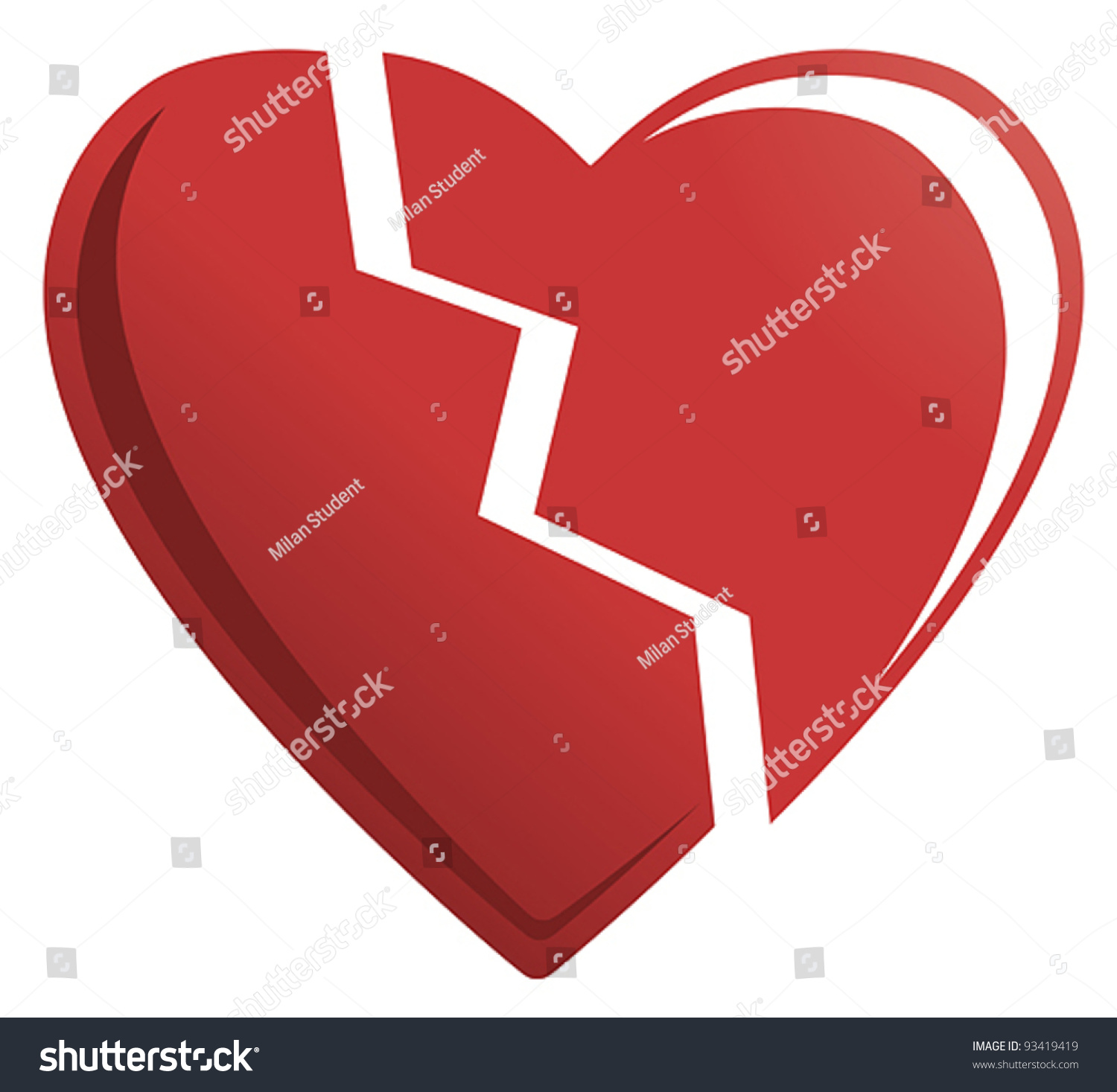 Broken Heart Stock Vector Illustration 93419419 : Shutterstock