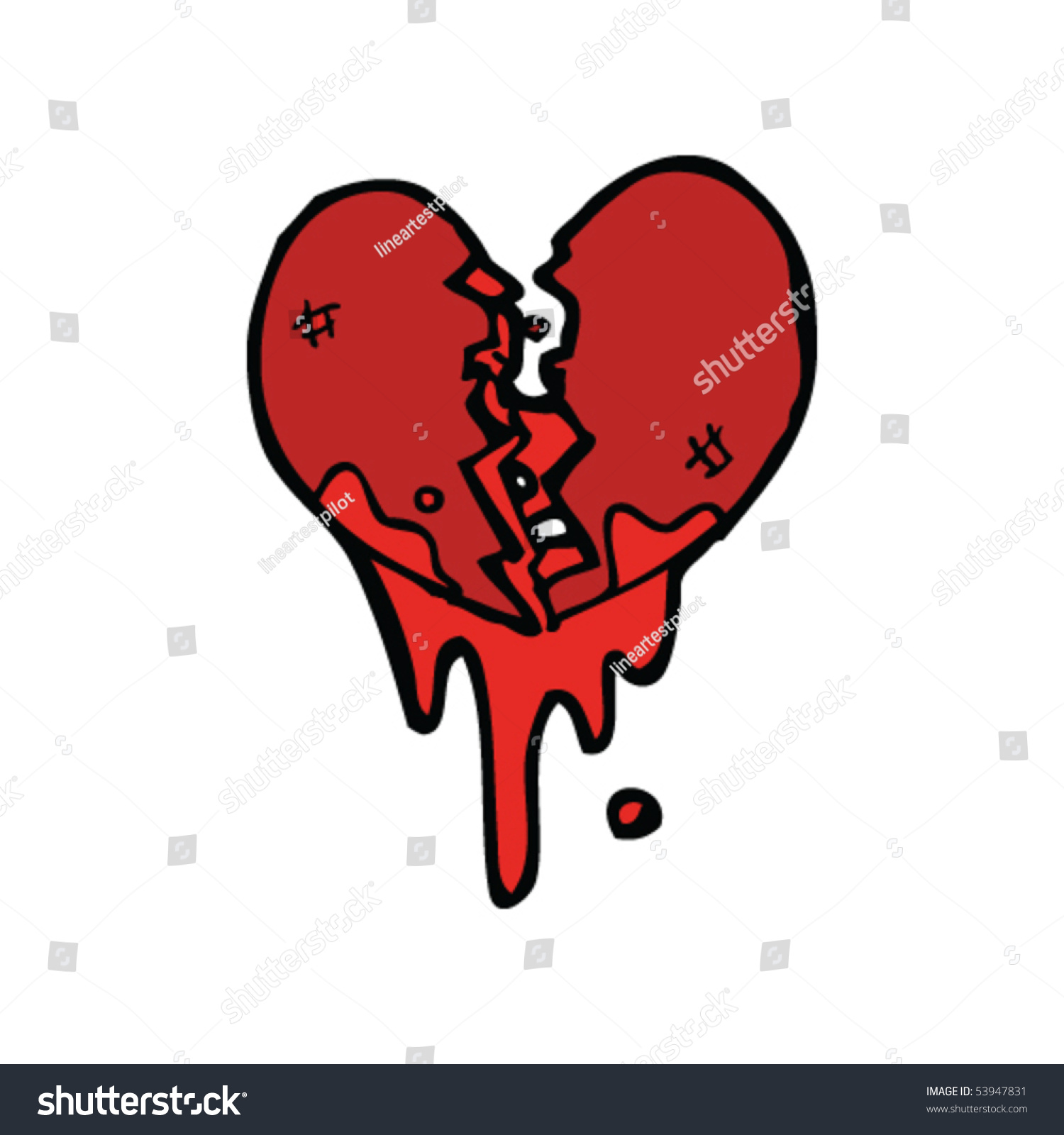 Broken Heart Cartoon Stock Vector 53947831 - Shutterstock