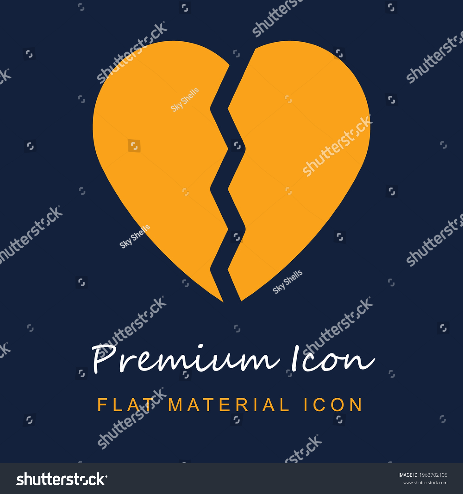 SVG of Broken Heart premium material ui ux isolated vector icon in navy blue and orange colors svg