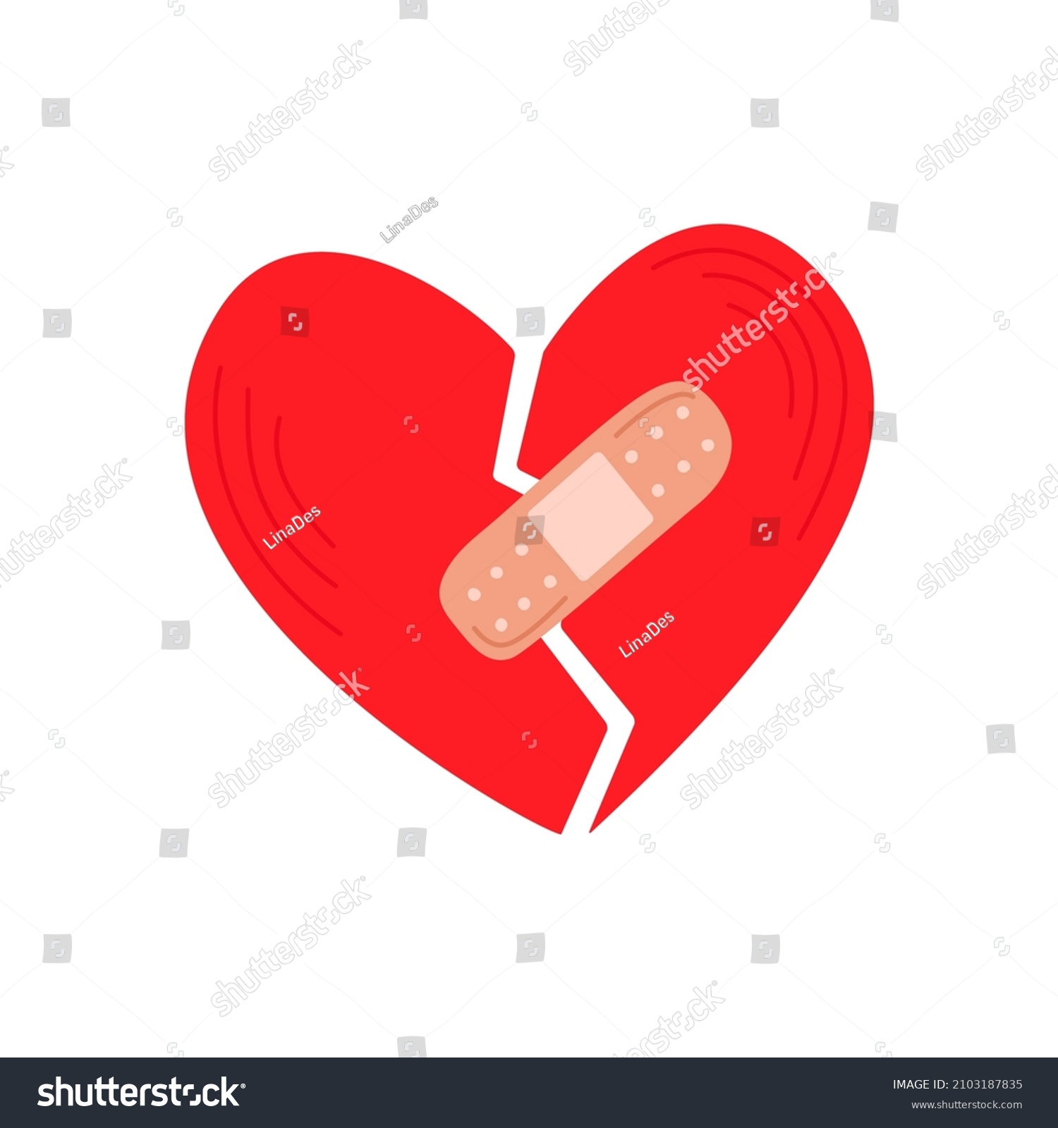 Broken Heart Sealed Plaster Concept Forgiveness Stock Vector (Royalty ...