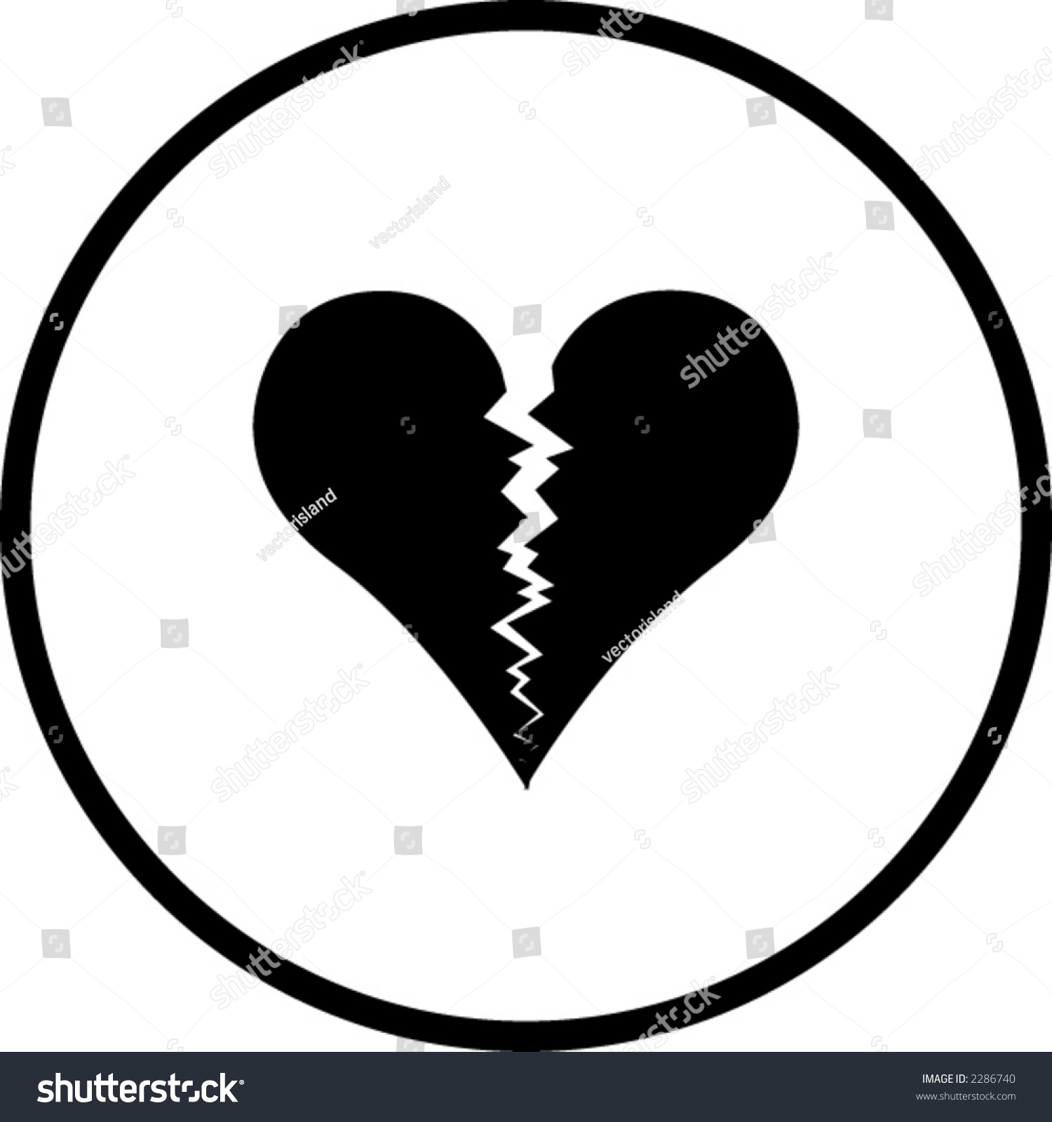 Broken Heart Symbol Stock Vector 2286740 - Shutterstock