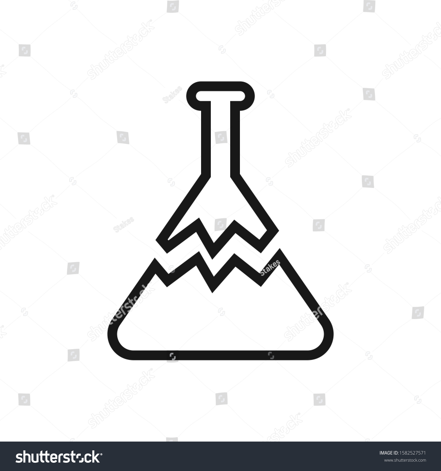 Broken Laboratory Beaker Erlenmeyer Flask Icon เวกเตอร์สต็อก (ปลอดค่า