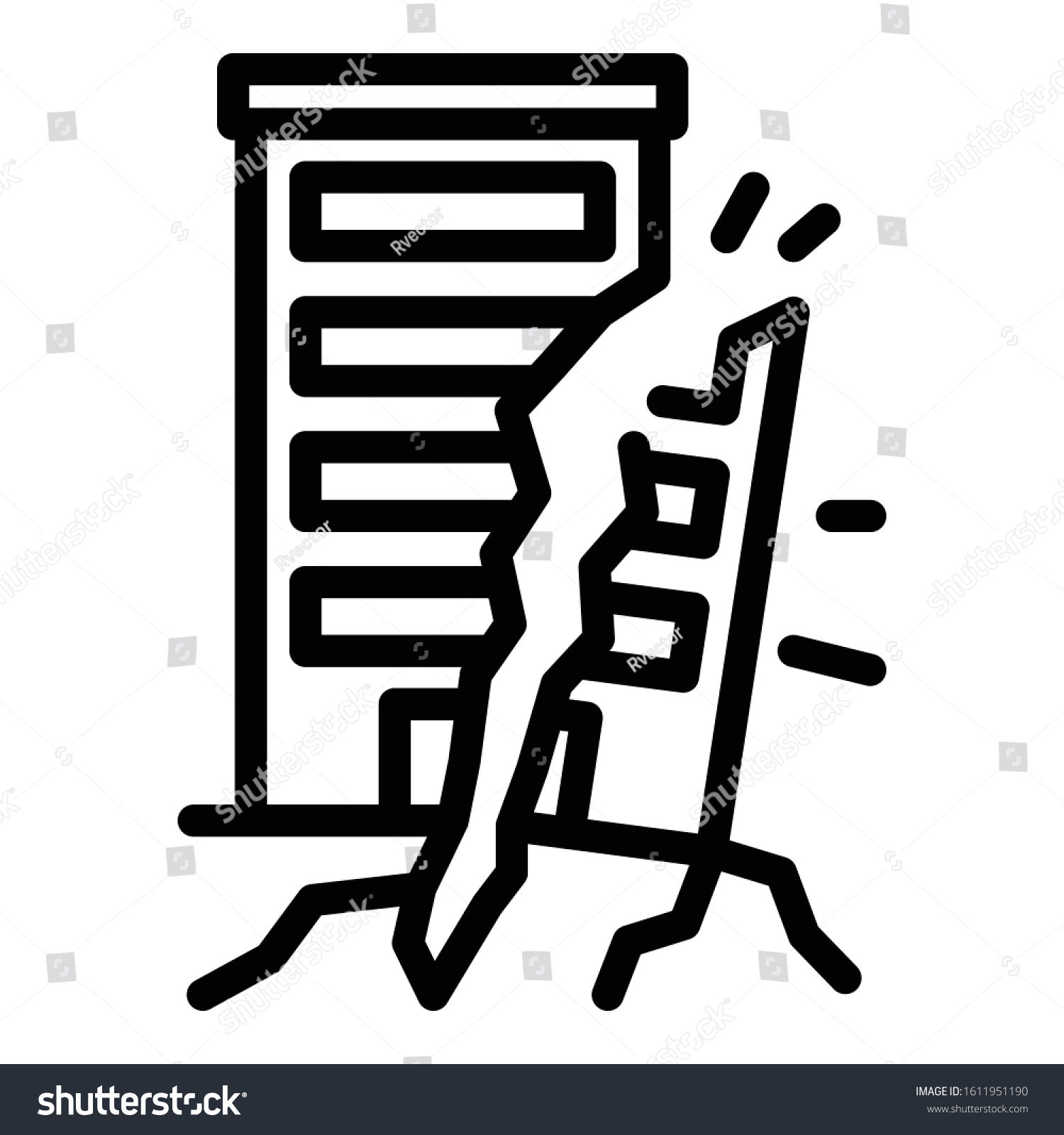 Broken Landslide Building Icon Outline Broken Stock Vector (Royalty ...