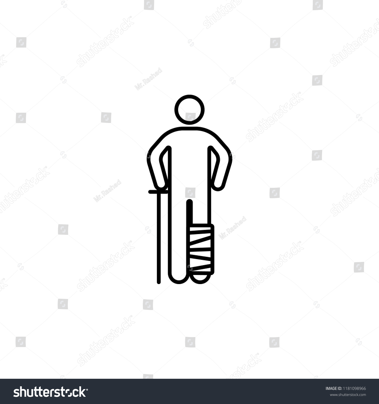 SVG of Broken leg icon. Element of medicine physiotherapy of legs icon for mobile concept and web apps. Thin line Broken leg icon can be used for web and mobile svg