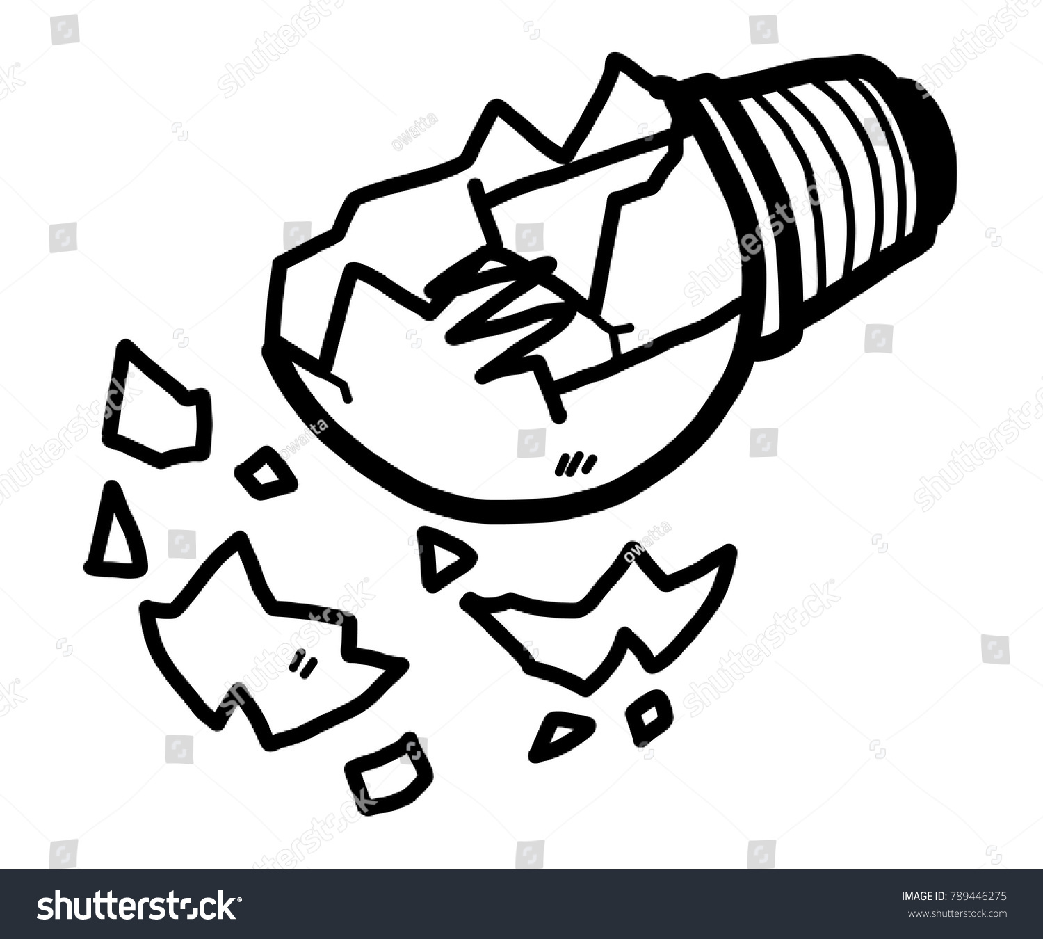 Broken Light Bulb Cartoon Vector Illustration Stock Vector (Royalty