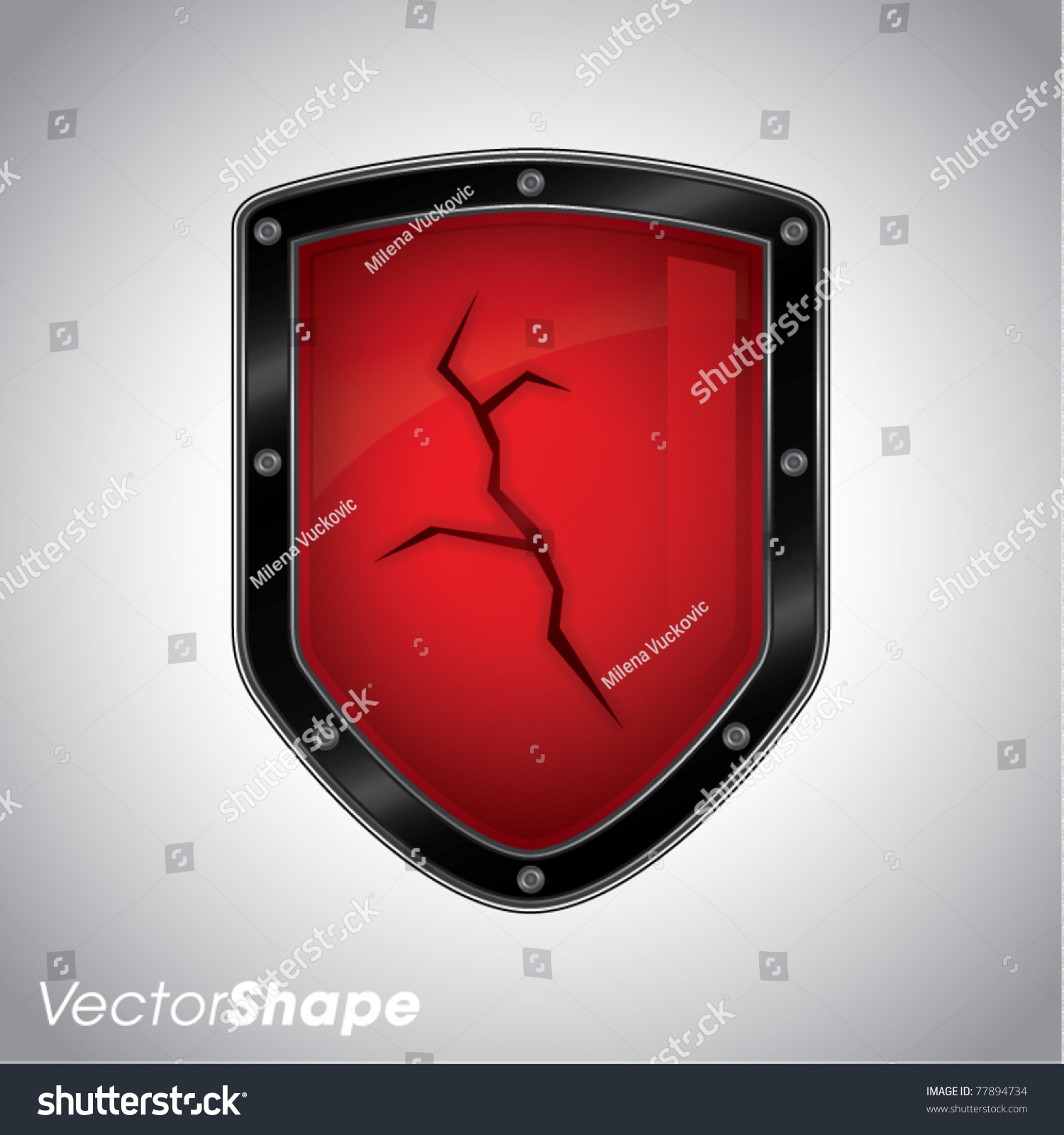 Broken Security Shield Crack Symbol Icon Vector De Stock Libre De Regalías 77894734 8112