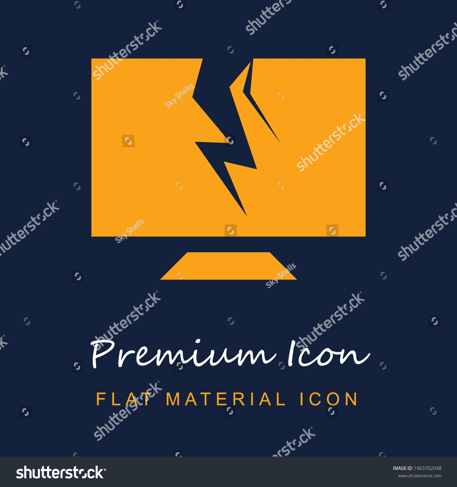 SVG of Broken Sreen premium material ui ux isolated vector icon in navy blue and orange colors svg