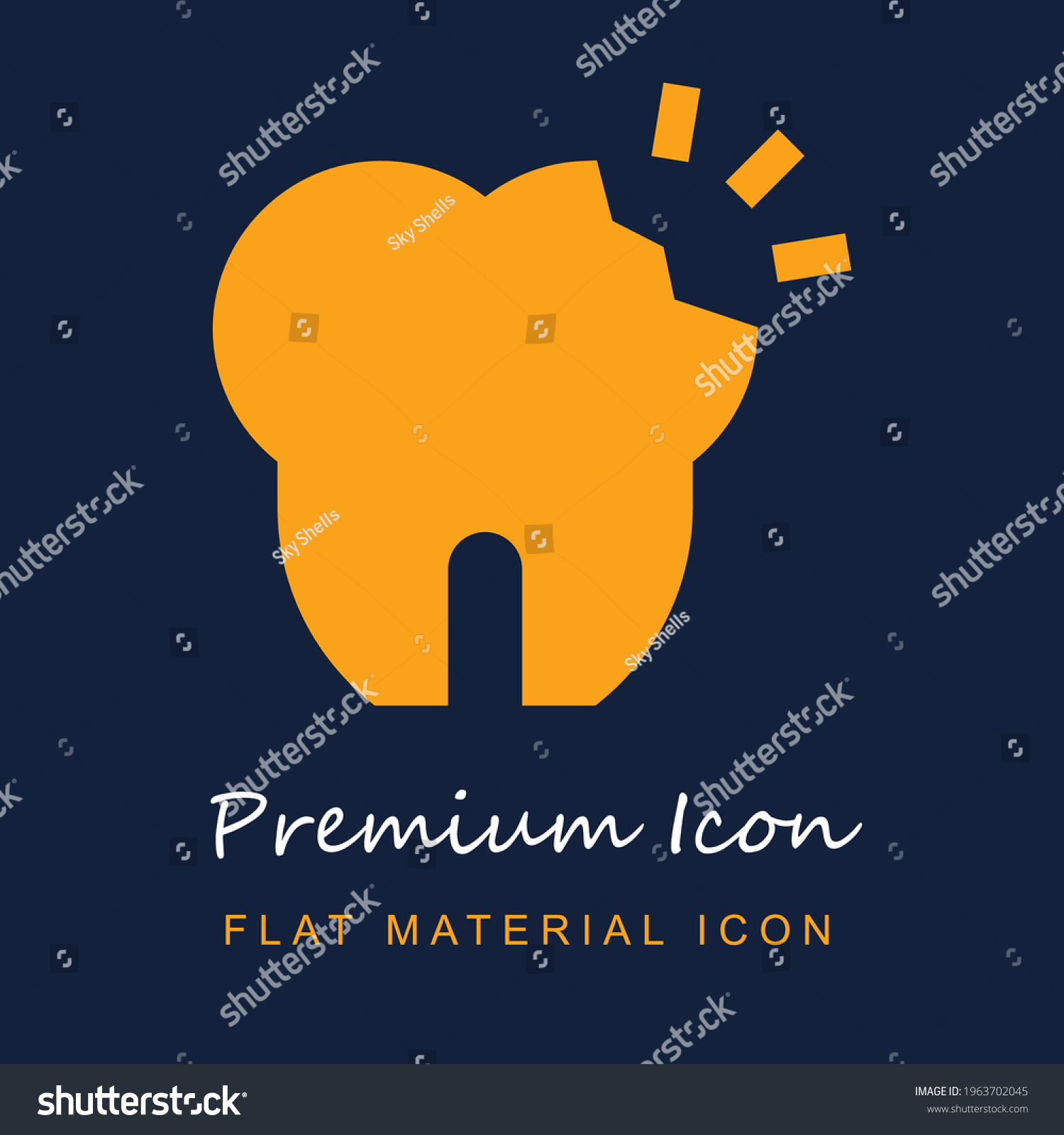 SVG of Broken Tooth premium material ui ux isolated vector icon in navy blue and orange colors svg