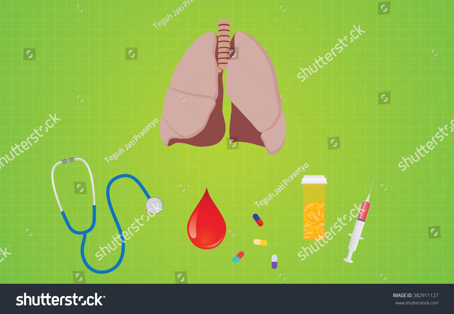 Bronchitis Disease Lunge Stethoscope Medicine Shrine Stock Vector