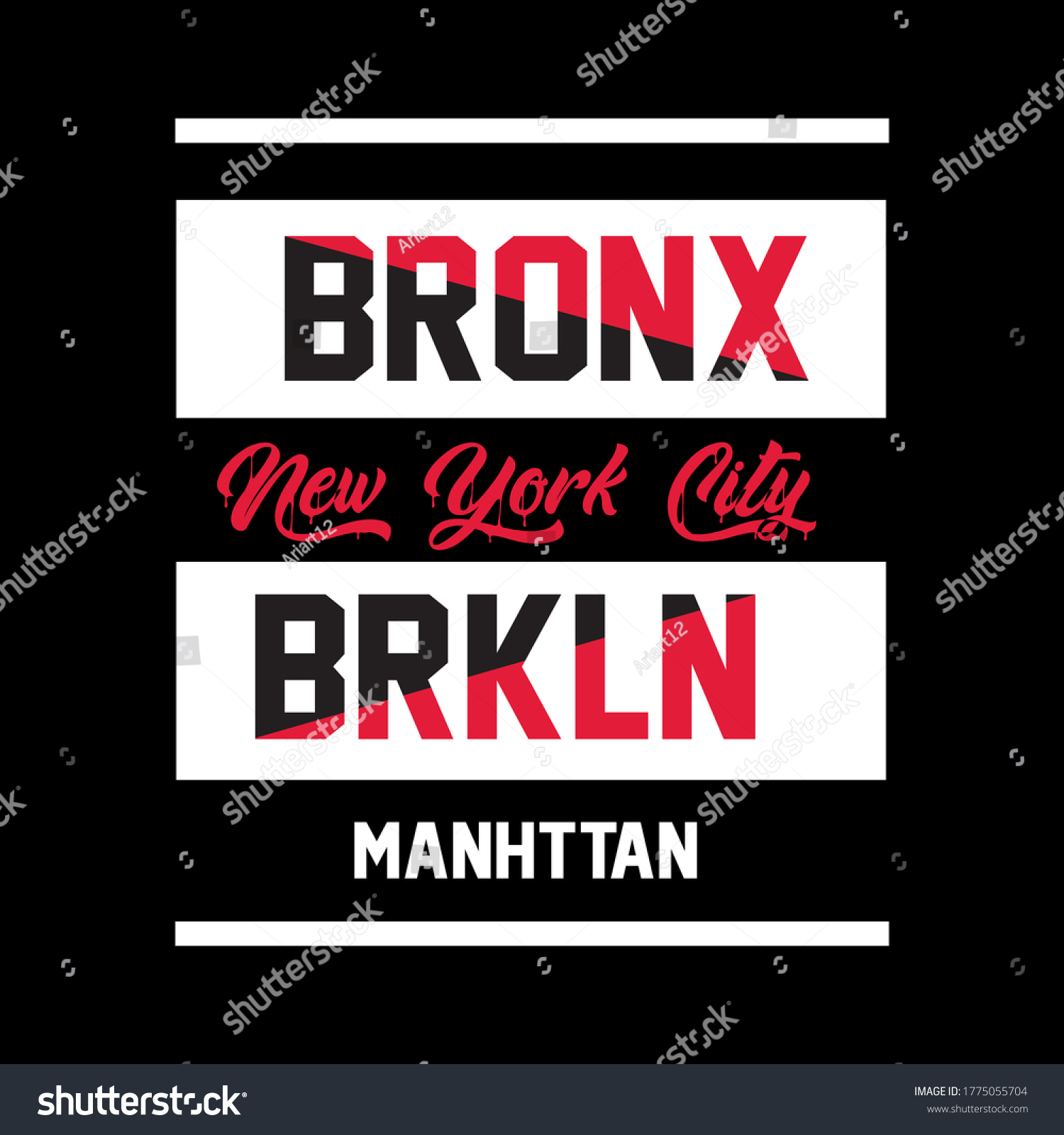 Bronx Brkln Slogan Graphic Typography Print Stock Vector (royalty Free 