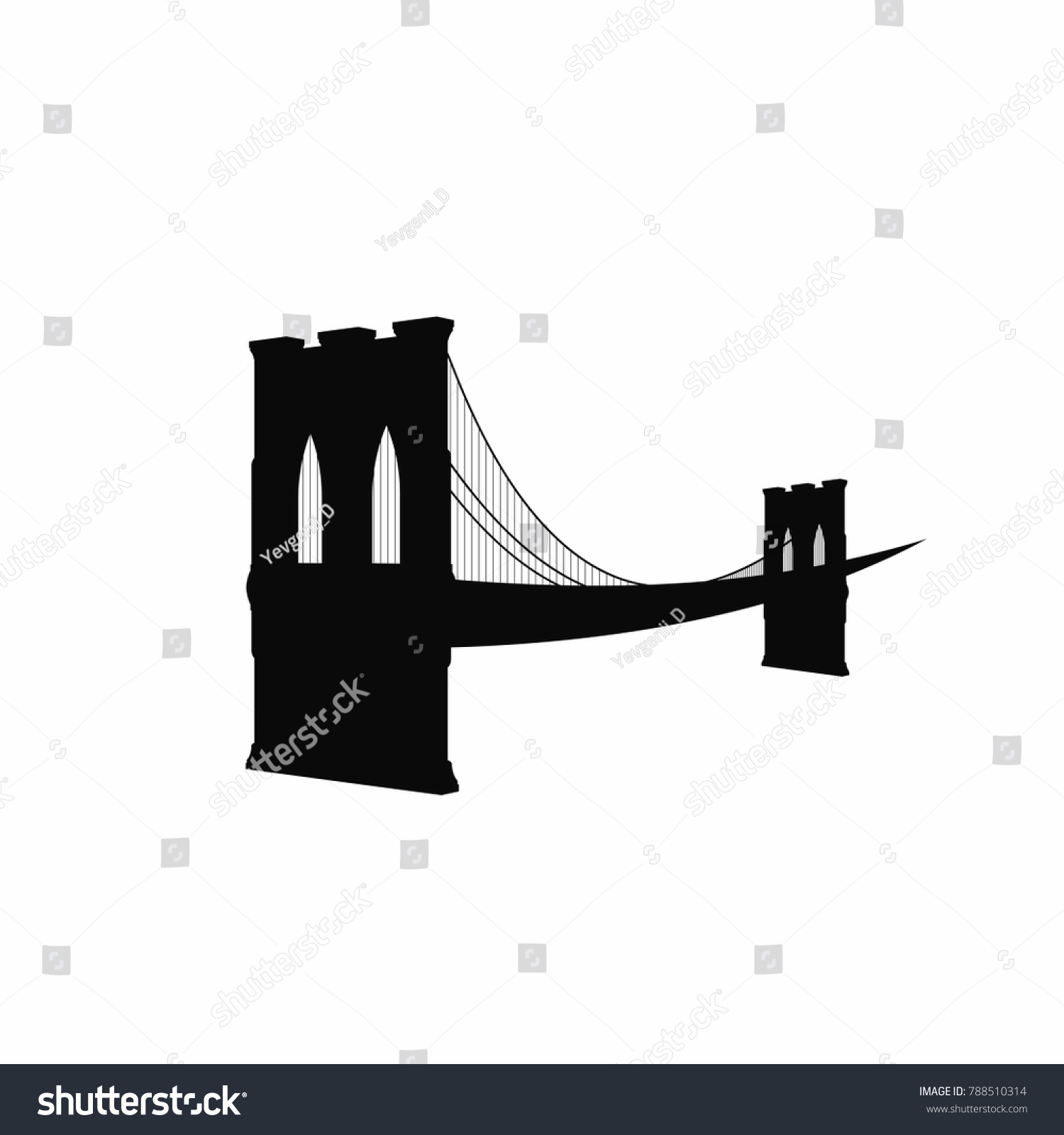 Brooklyn Bridge Silhouette Black Brooklyn Bridge Stock Vector (Royalty ...