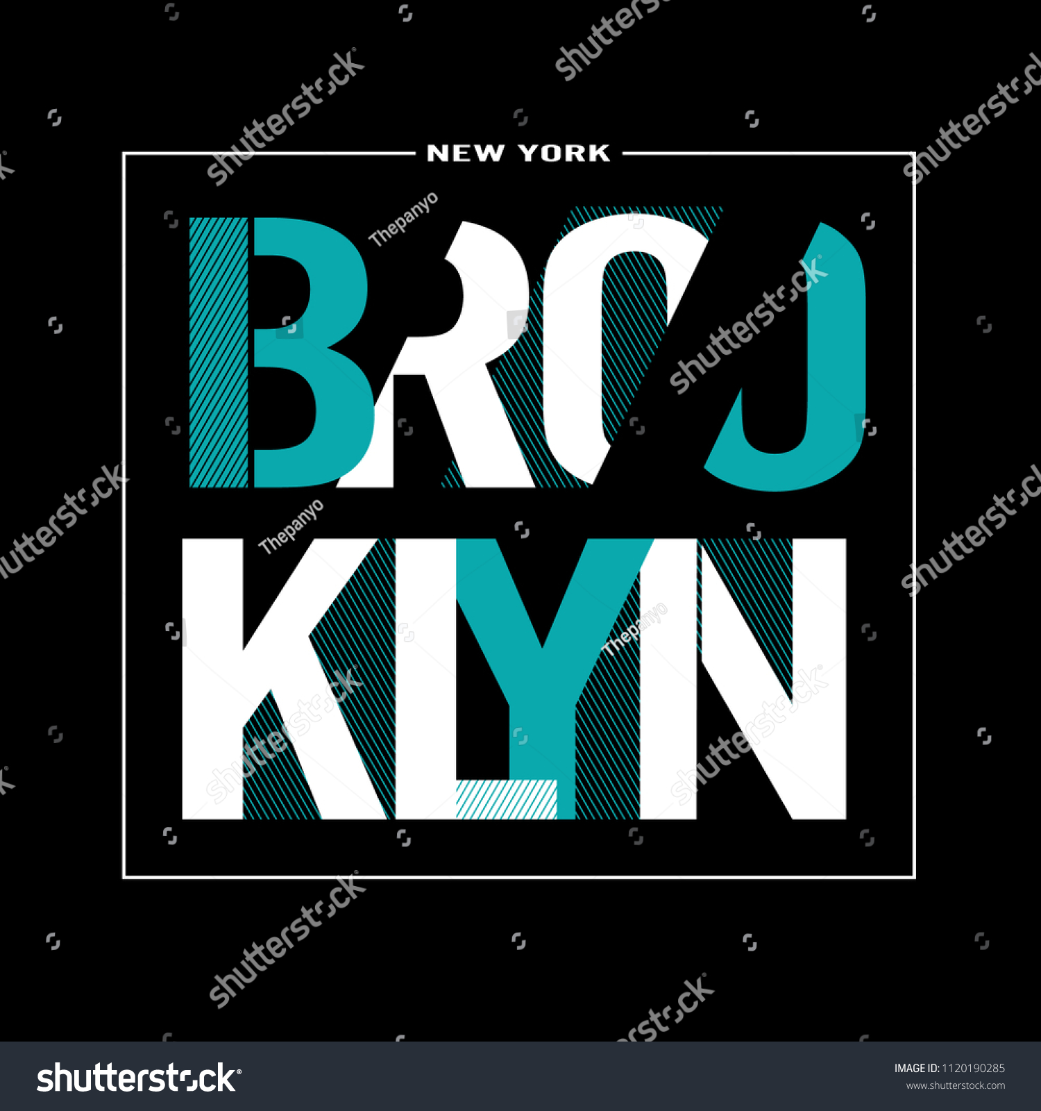 Brooklyn Typography Tee Shirt Graphic Printed Stock Vector Royalty Free