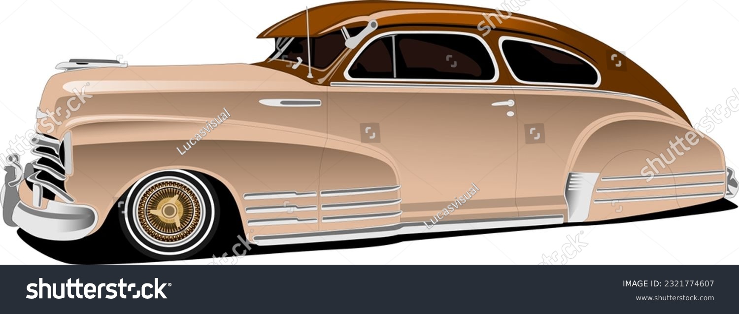 SVG of brown american muscle sports coupe style classic oldschool vintage retro antique lowrider car front side wheels vector illustration svg