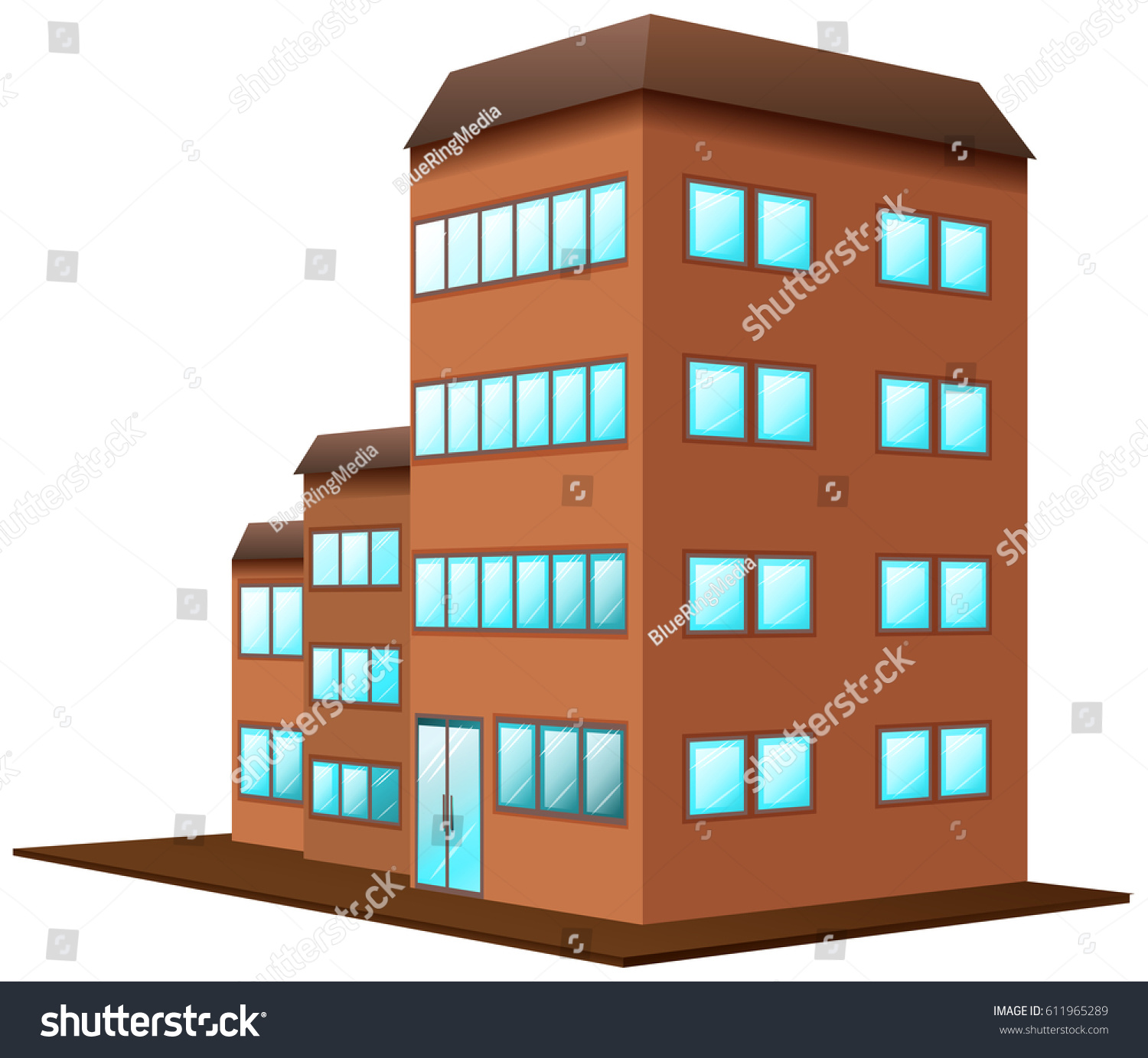 Brown Building On White Background Illustration Stock Vector 611965289 ...