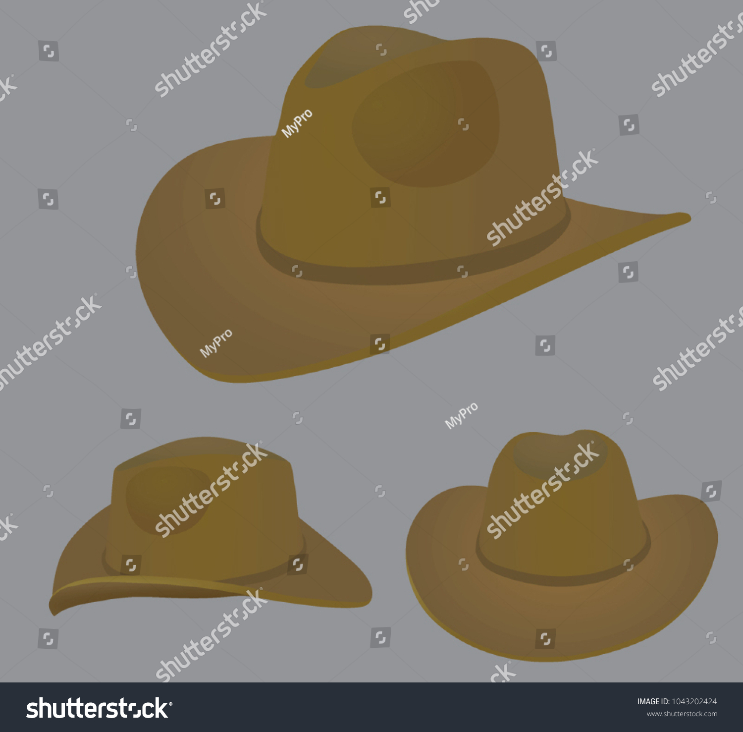 Brown Cowboy Hat Vector Illustration Stock Vector (Royalty Free) 1043202424