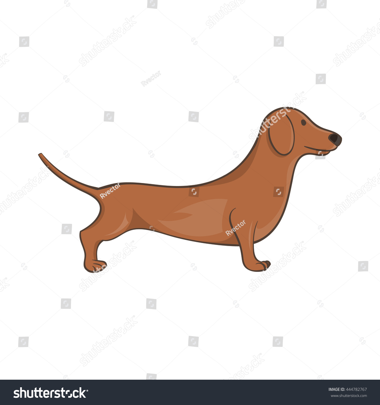 SVG of Brown dachshund dog icon in cartoon style on a white background svg