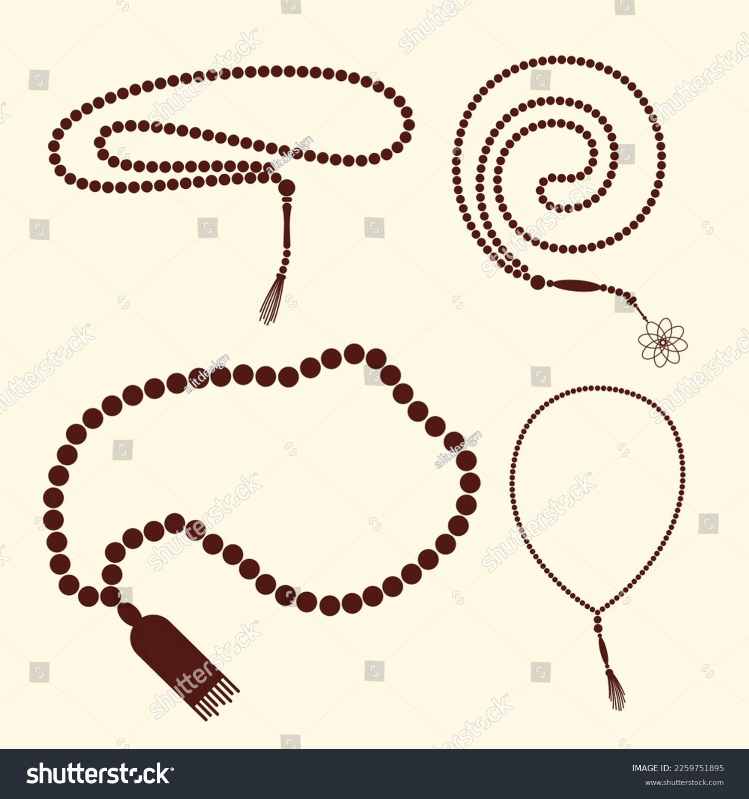 SVG of Brown Islamic Tasbih Silhouette Collection svg