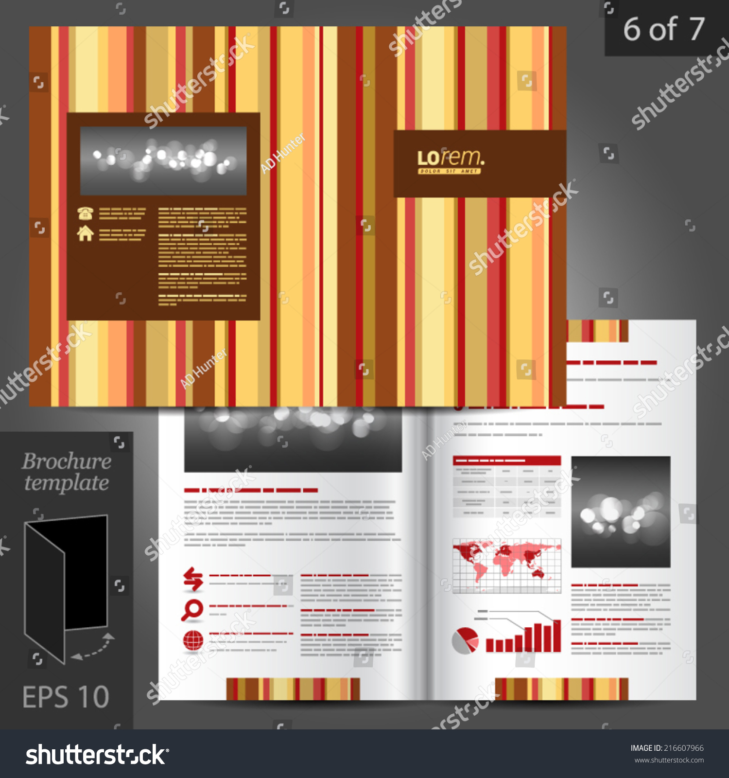 Brown Vector Brochure Template Design Vertical Stock Vector 216607966
